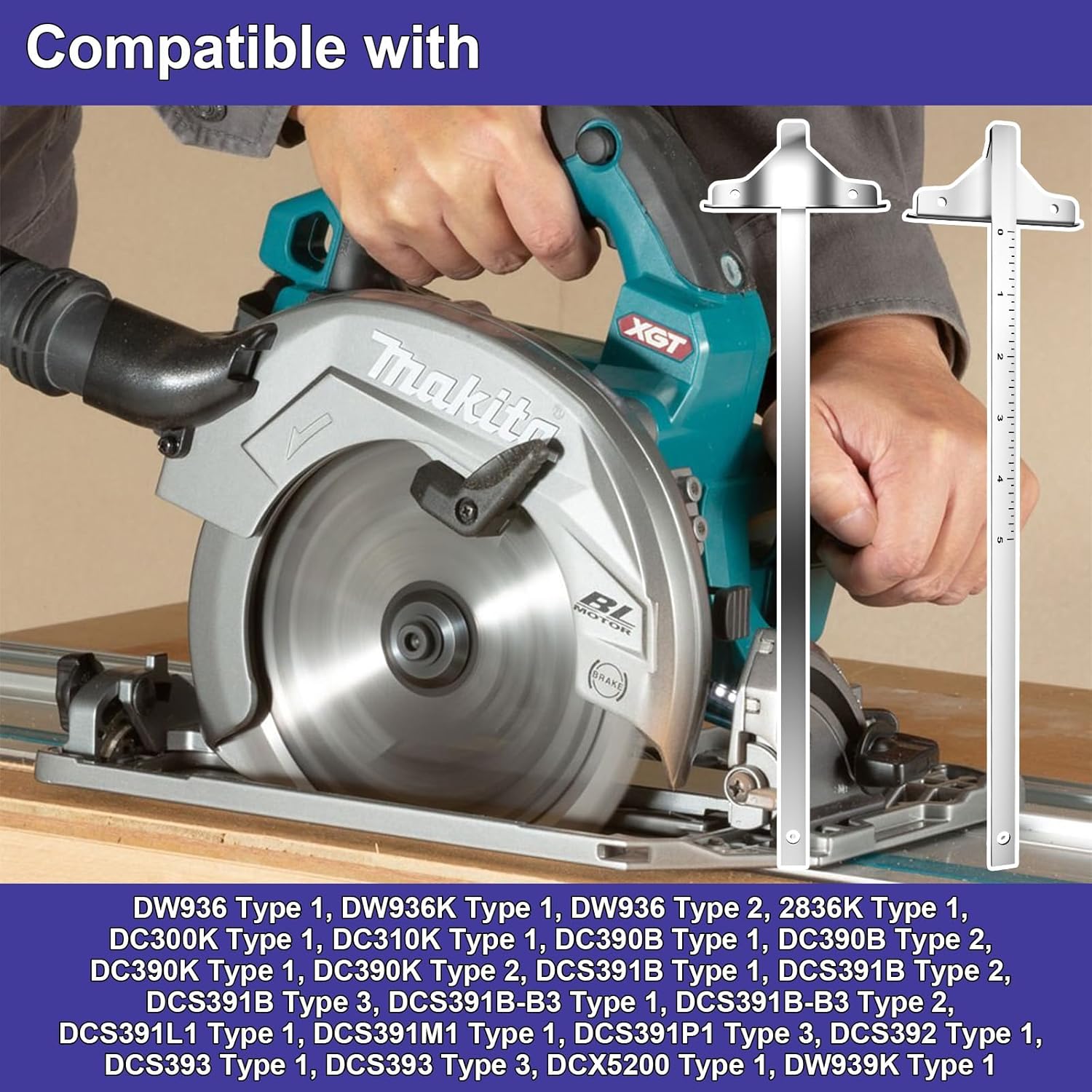 Guía de sierra circular 381091-00 Se adapta a Dewalt DC390K, DW936, DC300, DC310, DCS391B, DCS393, DC390B guía de borde Sierra circular inalámbrica
