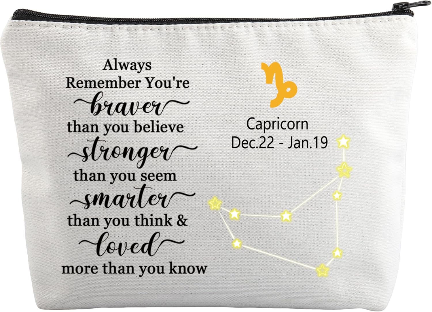 FUSTMW Regalos de astrología, bolsa de maquillaje de constelación, signo del zodíaco, regalos de cumpleaños, bolsa de cosméticos, regalos de