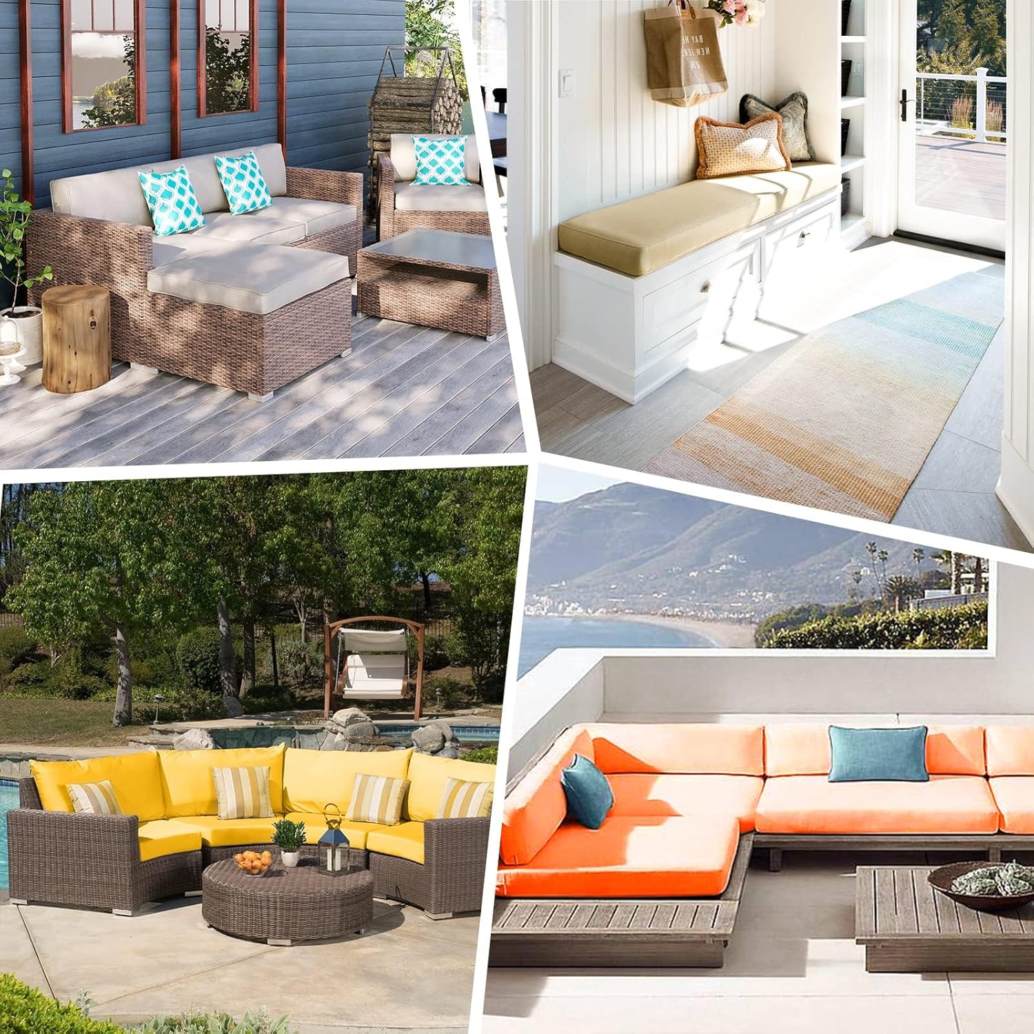 Cojines de banco de tamaño personalizado para interiores y exteriores, cojines de asiento impermeables para muebles de patio, cojín de banco para