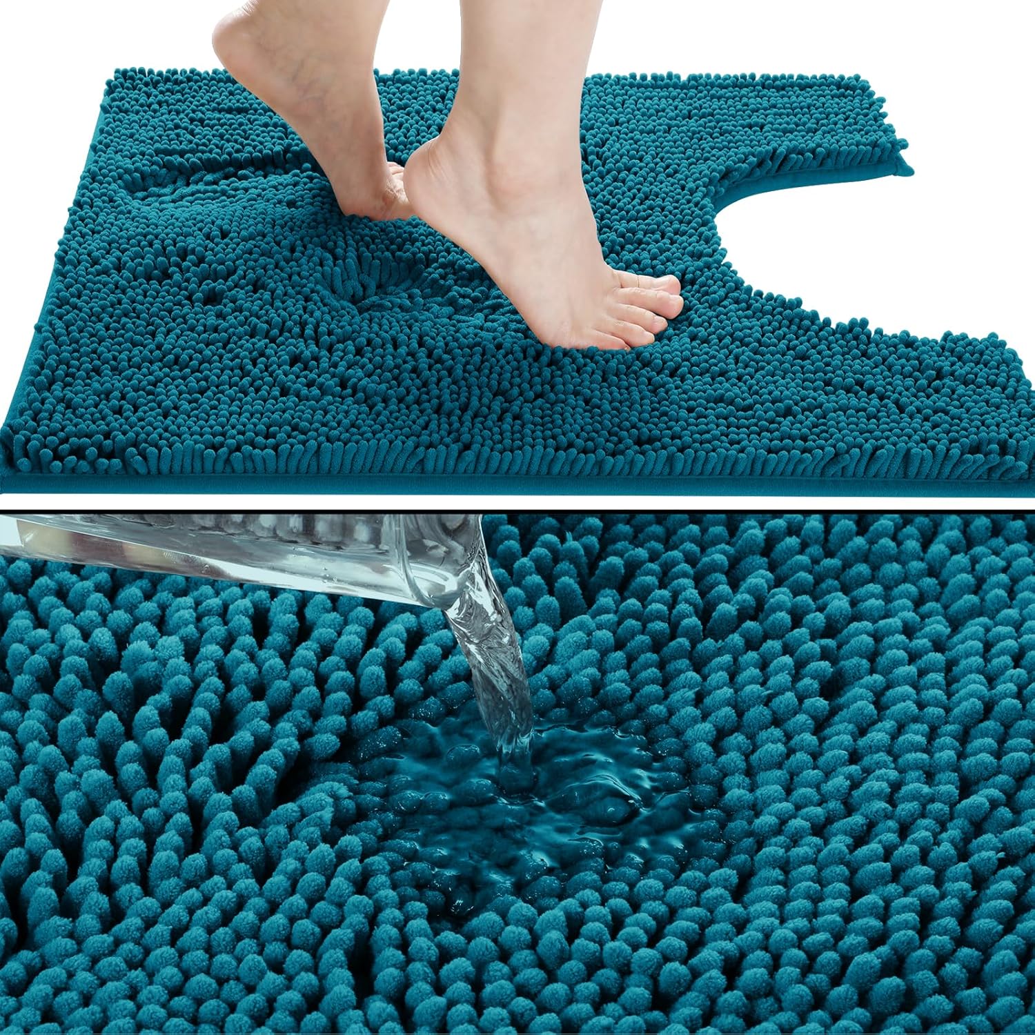 Yimobra Juego de 2 alfombras de baño de felpilla de lujo, suaves y absorbentes, antideslizantes, lavables para baño (31.5 x 19.8 + 24 x 17 pulgadas,