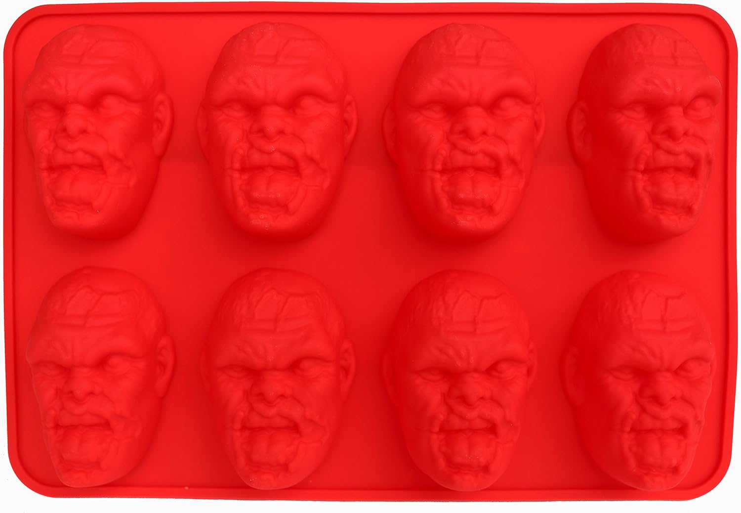 SILICONE, bandeja para hacer dulces con cabeza de zombie, 8 cavidades realistas por bandeja, para gelatina, chocolates, adornos para cupcakes,