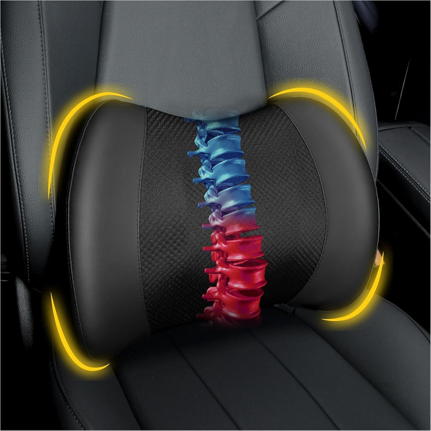 Almohada de apoyo lumbar almohada lumbar de espuma viscoelástica para aliviar el dolor de espalda baja – Cojín de respaldo de coche para conducir –