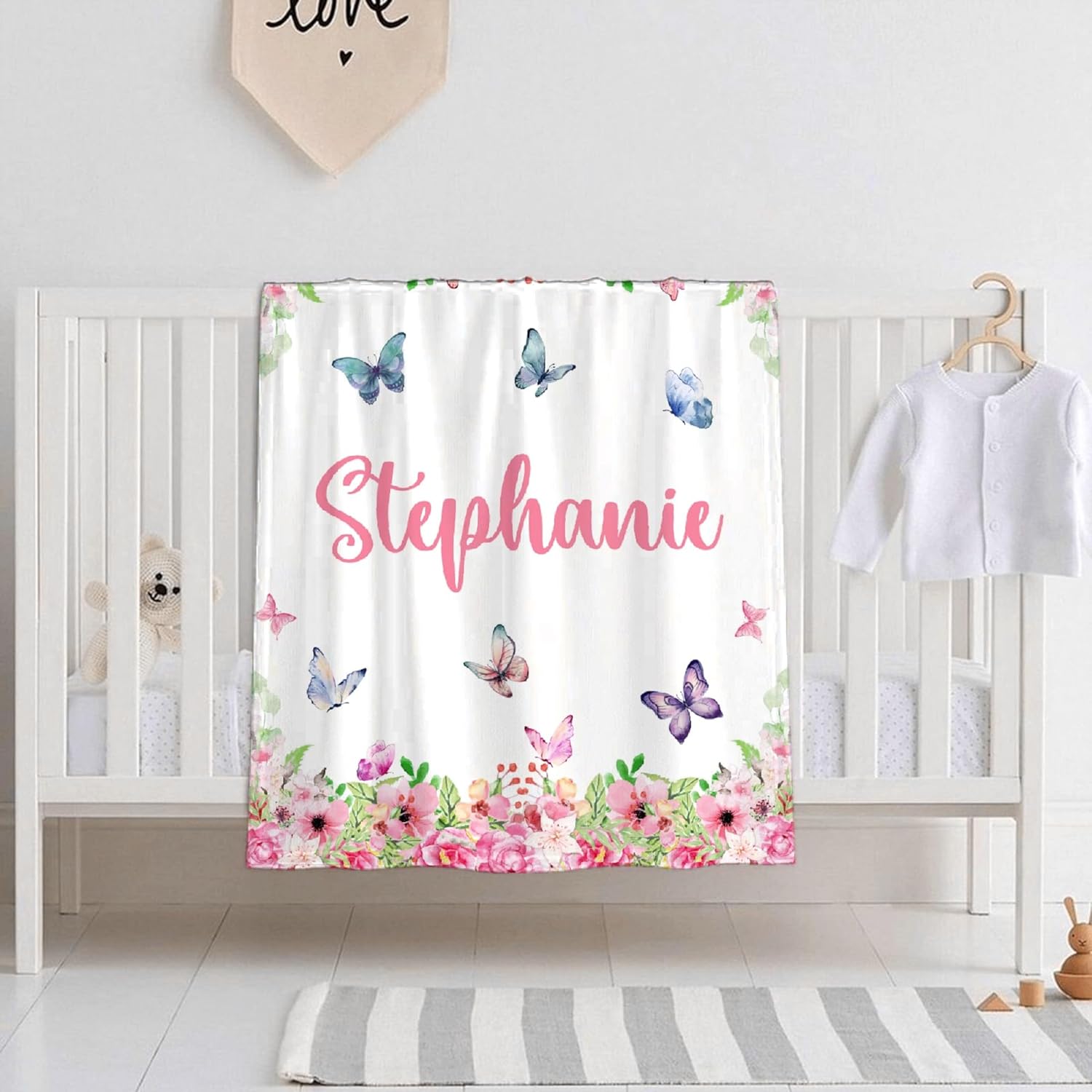 BUYYET Manta de bebé personalizada con nombre, manta de bebé personalizada para niñas y niños, regalo de Navidad, manta de recepción de bebé