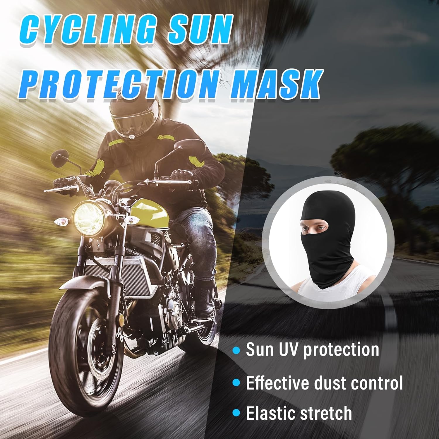 Kewucn Pasamontañas de esquí de cara completa, protección contra los rayos UV y el viento, máscara facial para clima caluroso de verano,