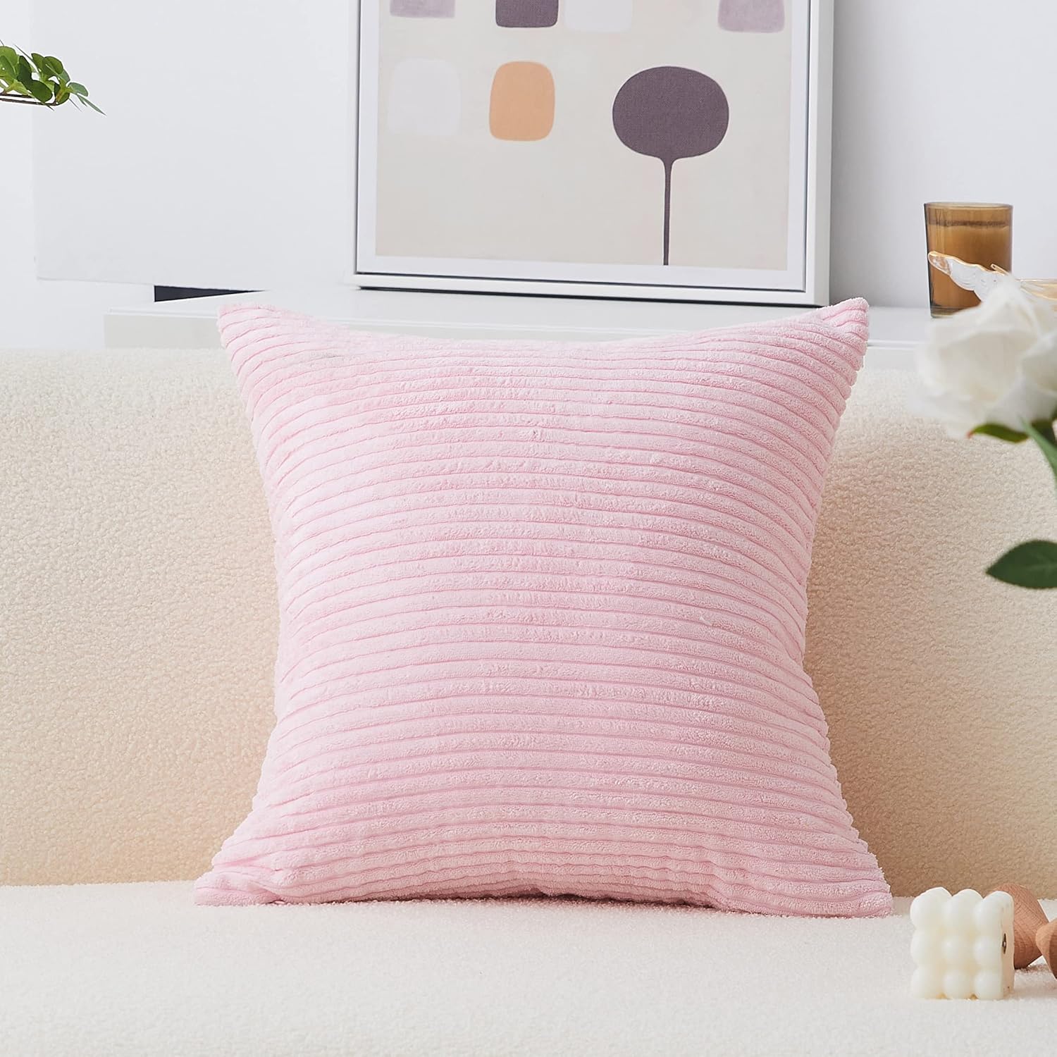 Home Brilliant – Funda de cojín de terciopelo a rayas (paquete de 1 unidad)