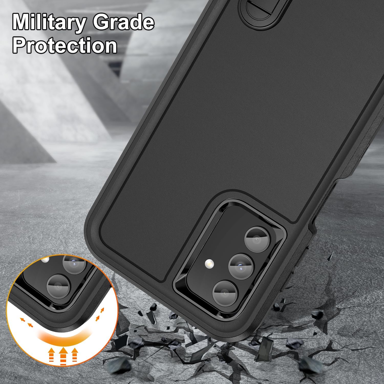 AWZHYDT Funda para Samsung Galaxy A13 5G, Samsung A13 5G con soporte integrado, a prueba de golpes, polvo y caídas, grado militar, funda protectora