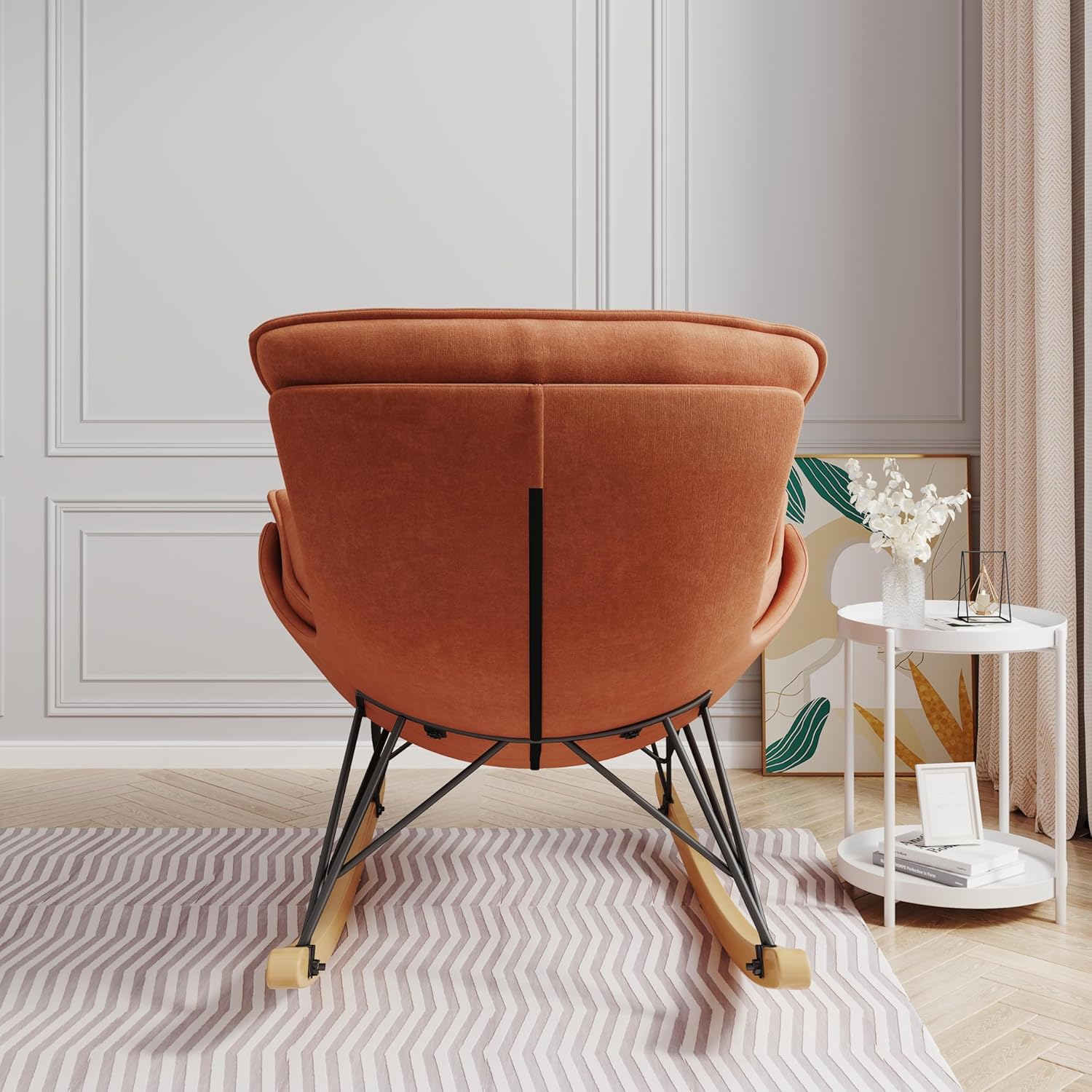 Mecedora para interiores, sofá individual de ocio, mecedora de terciopelo suave con cojín de asiento desmontable y lavable, cómoda silla de lectura