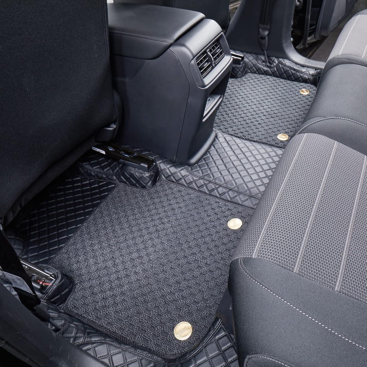 EKR Juego completo de alfombrillas de automóvil de ajuste personalizado para Honda CRV 2023 2024 – Manta de cuero sintético Plus (negro)