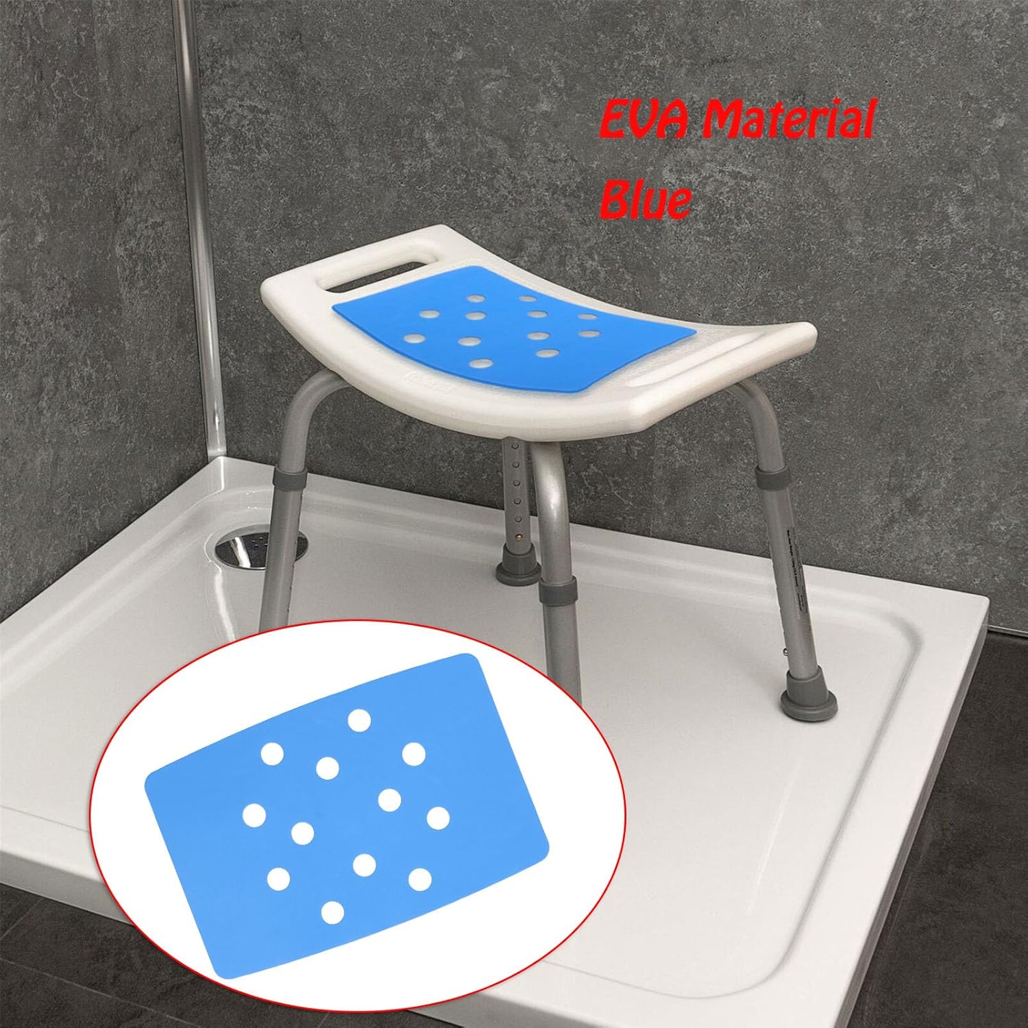 Alfombrilla de asiento para silla de ducha, cojín para silla de ducha, impermeable, antideslizante, almohadilla de espuma EVA con adhesivo para