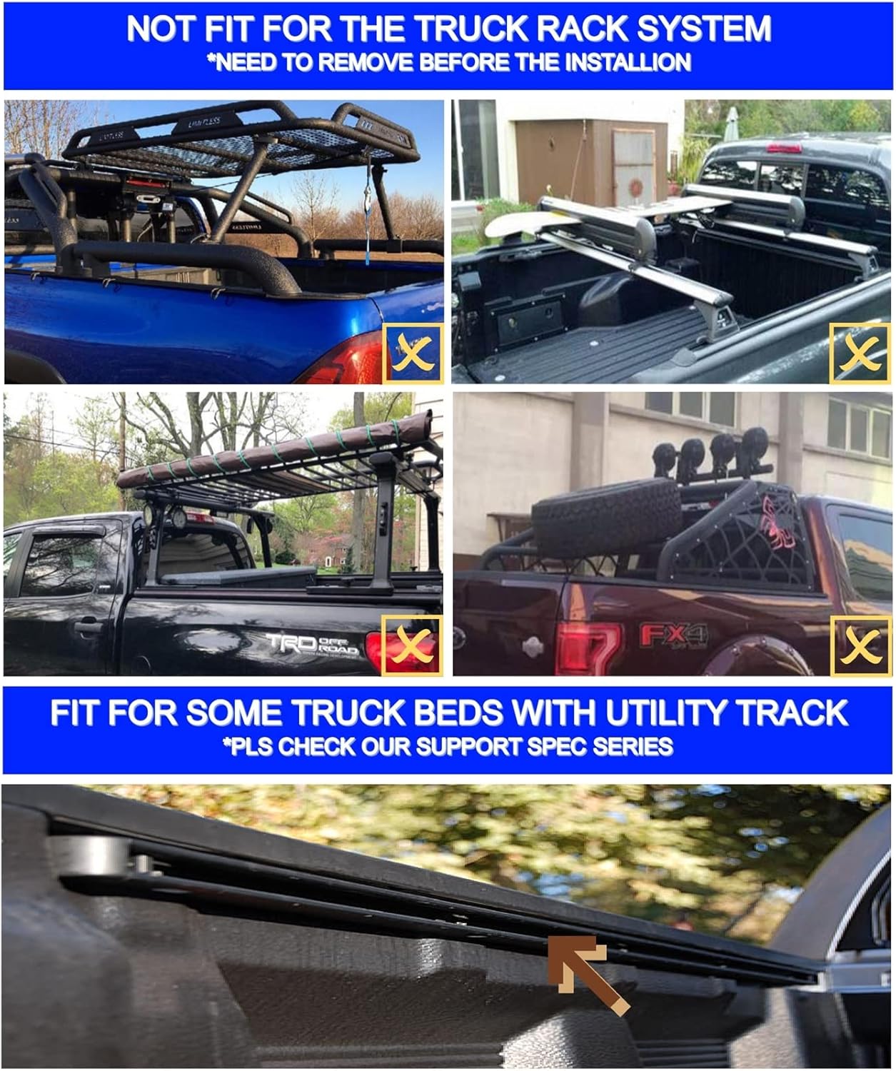 ROCTRUK Cubierta plegable triple rígida FRP de 5.6 pies para caja de camioneta compatible con Toyota Tundra Tonneau 2022 2023 2024  Ajuste para