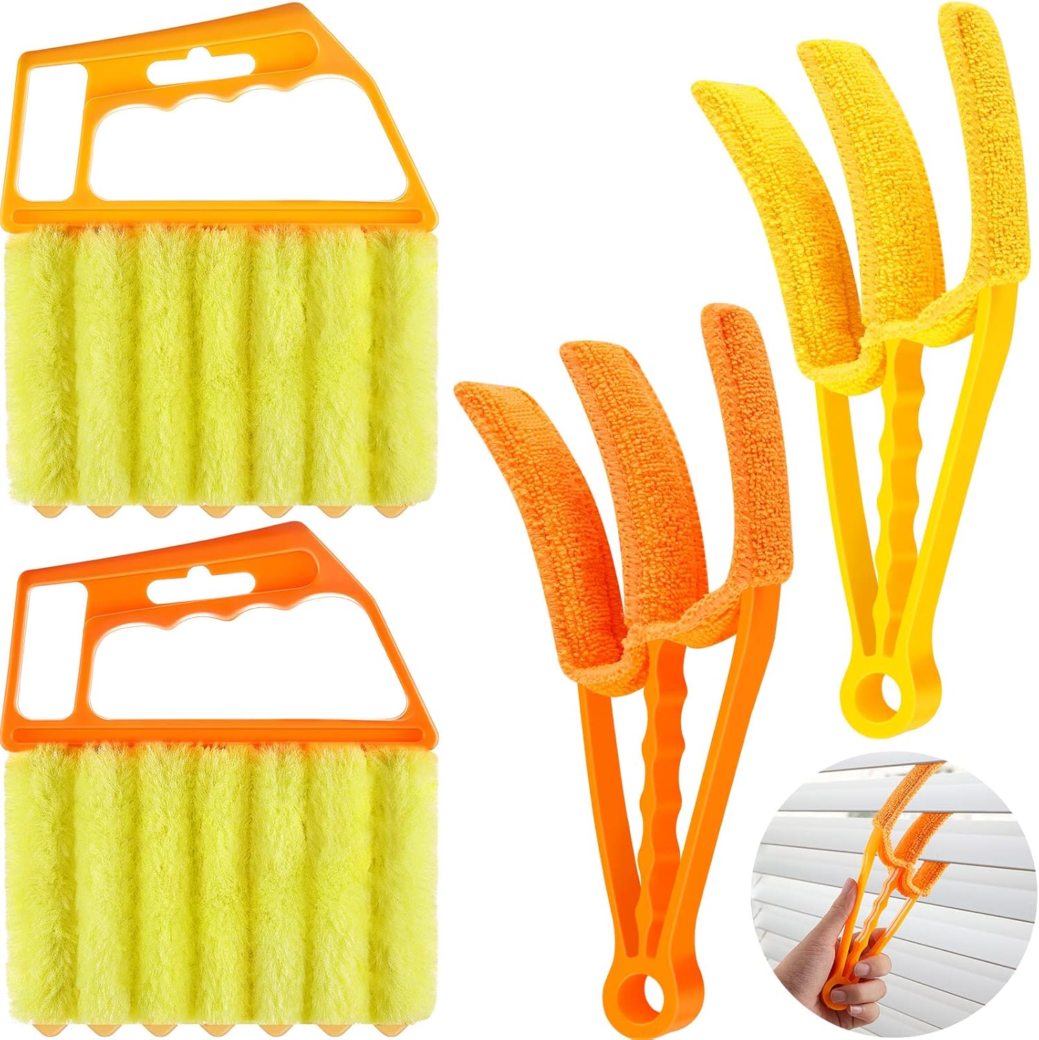 4 piezas de limpiador veneciano para ventanas, herramienta de limpieza de 7 dedos, cepillo limpiador de persianas y obturadores, limpiador de