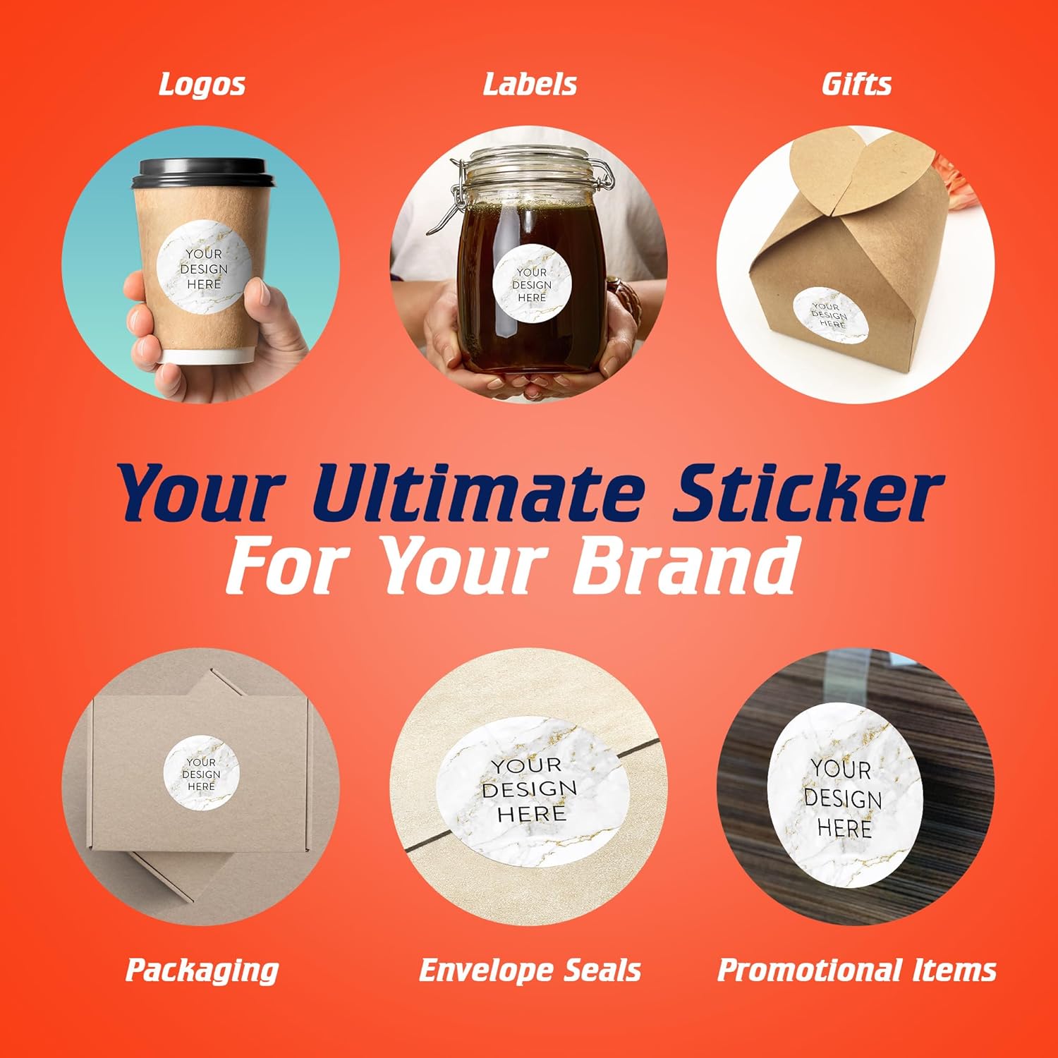 100 adhesivos de vinilo personalizables, con texto, imagen, diseño y logotipo adhesivos para logotipo de embalaje hecho a mano, botellas, tarros,