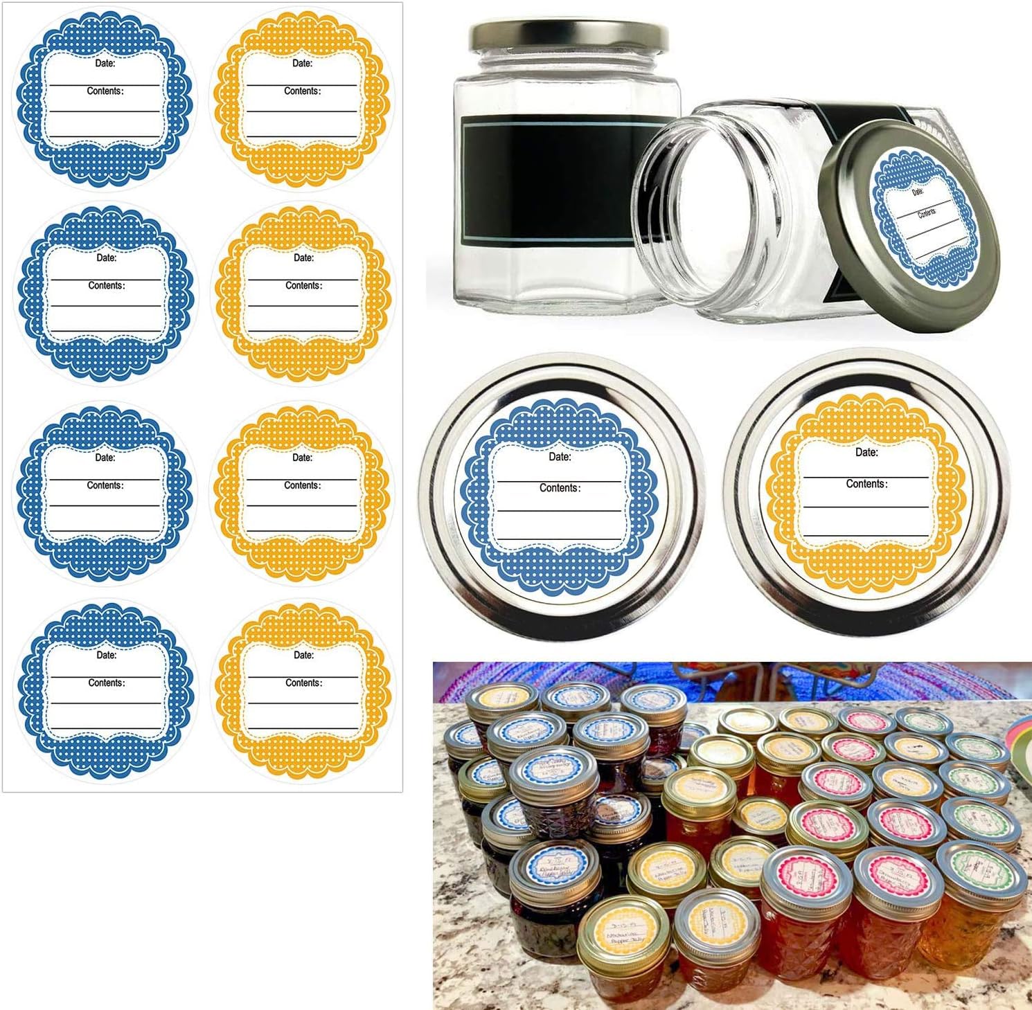 Etiquetas redondas para conservas de 2 pulgadas, etiquetas para envases, etiquetas para tarros de masón, botellas, calcomanías de alimentos para