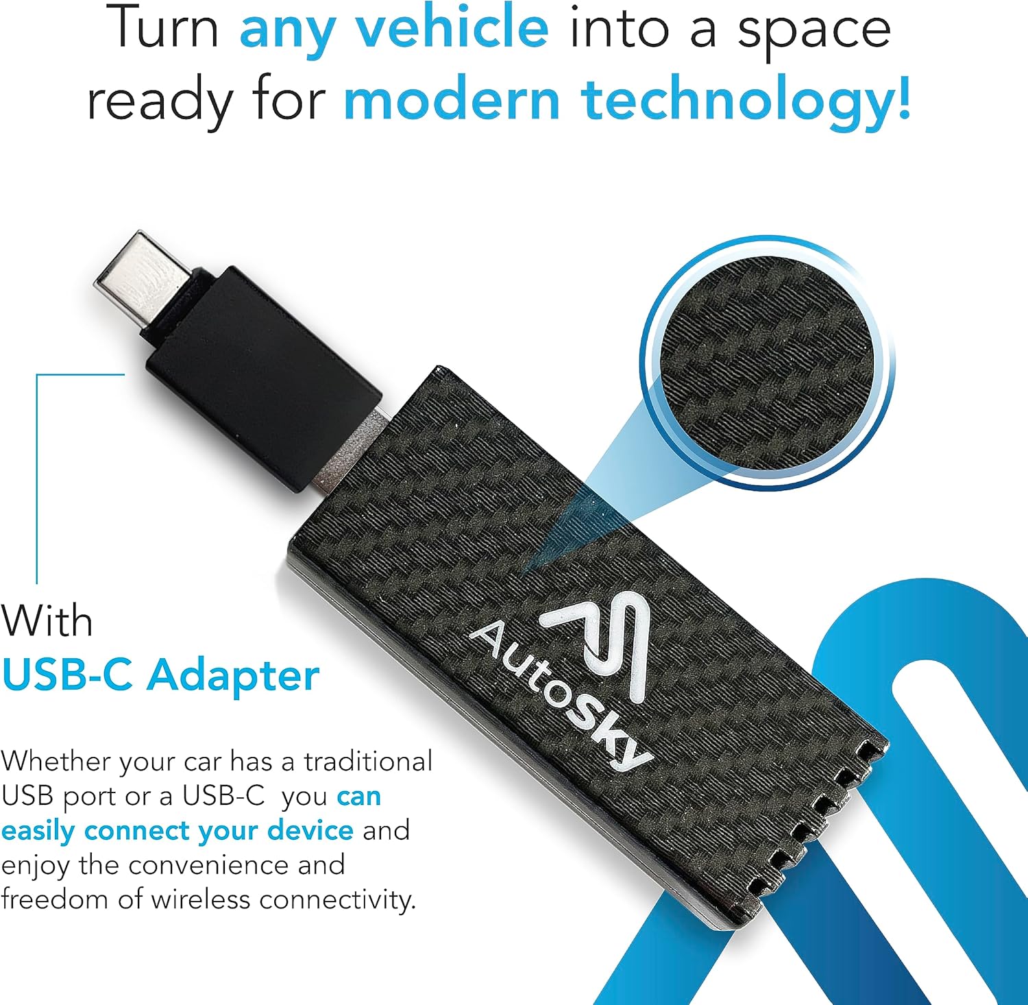 AutoSky Adaptador inalámbrico CarPlay 2023 Pro Edición Extra – Adaptador inalámbrico CarPlay rápido y compacto de fábrica con cable CarPlay Cars –