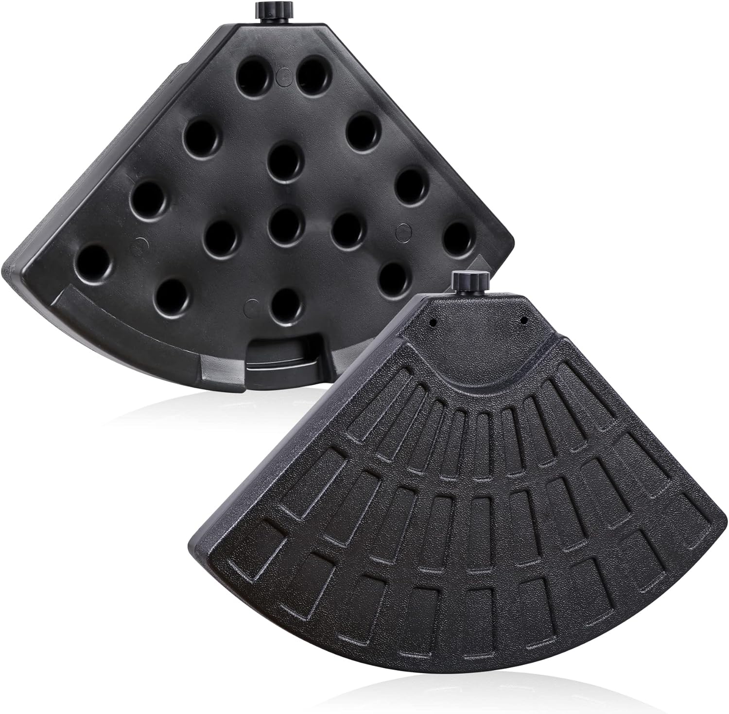 4 soportes voladizos para sombrilla de patio, con forma redonda, relleno de agua y arena, base resistente con bloqueo para jardín, patio trasero y