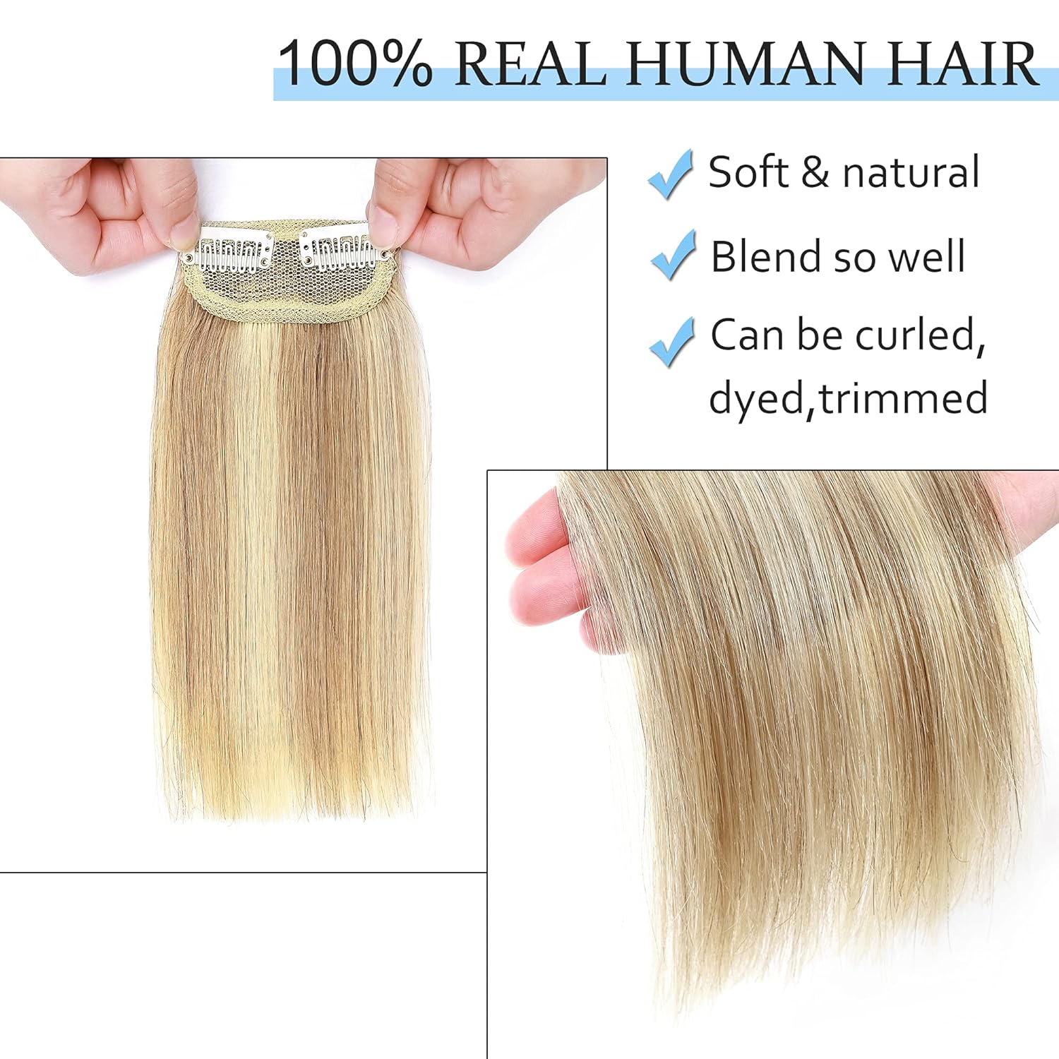 SEGO Extensiones de cabello humano corto con clip, 6 pulgadas, extensiones de cabello humano para mujeres con cabello adelgazante que añade volumen