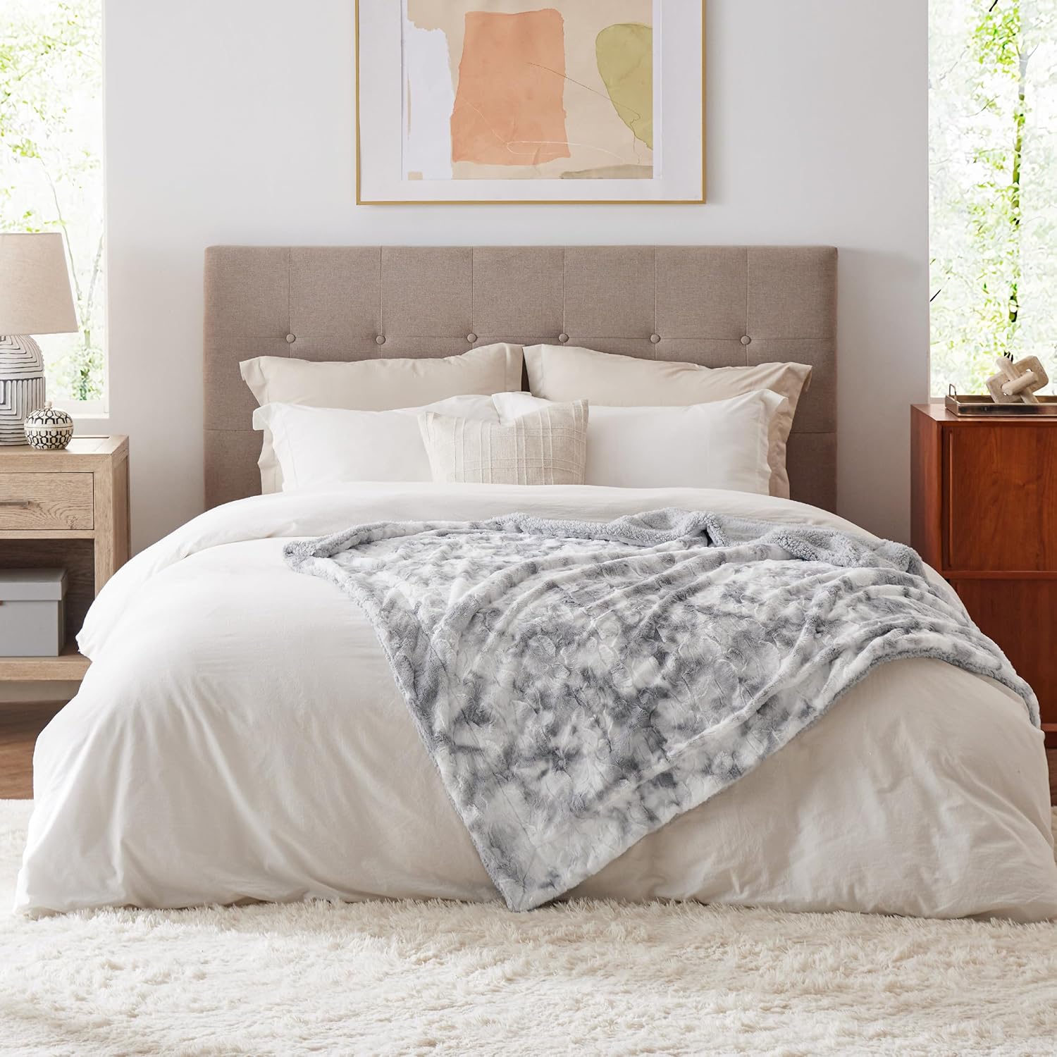 Bedsure Manta mullida para sofá, gris claro, sherpa suave y cálido, acogedora y peluda, manta reversible para sofá y cama, 50 x 60 pulgadas