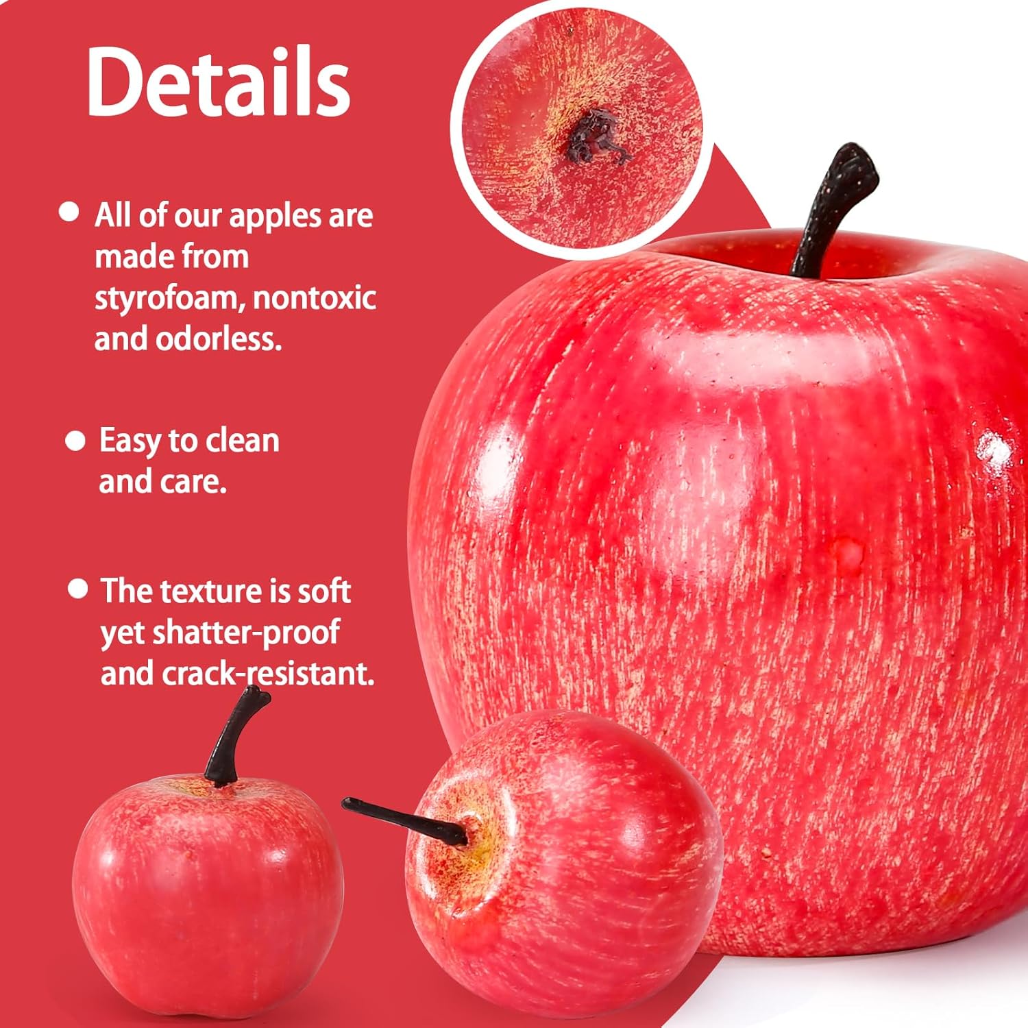 BigOtters Manzanas rojas artificiales, 30 manzanas rojas falsas, simulación realista para el hogar, casa, cocina, mesa, cesta, fotografía,