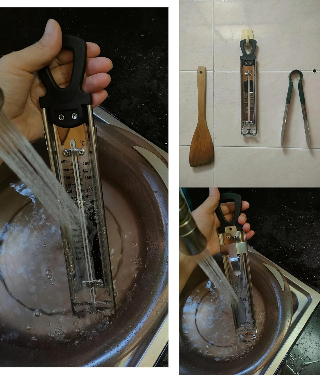 Termómetro para hacer dulces con clip para medir la temperatura del aceite, freidora y olla de cocción,