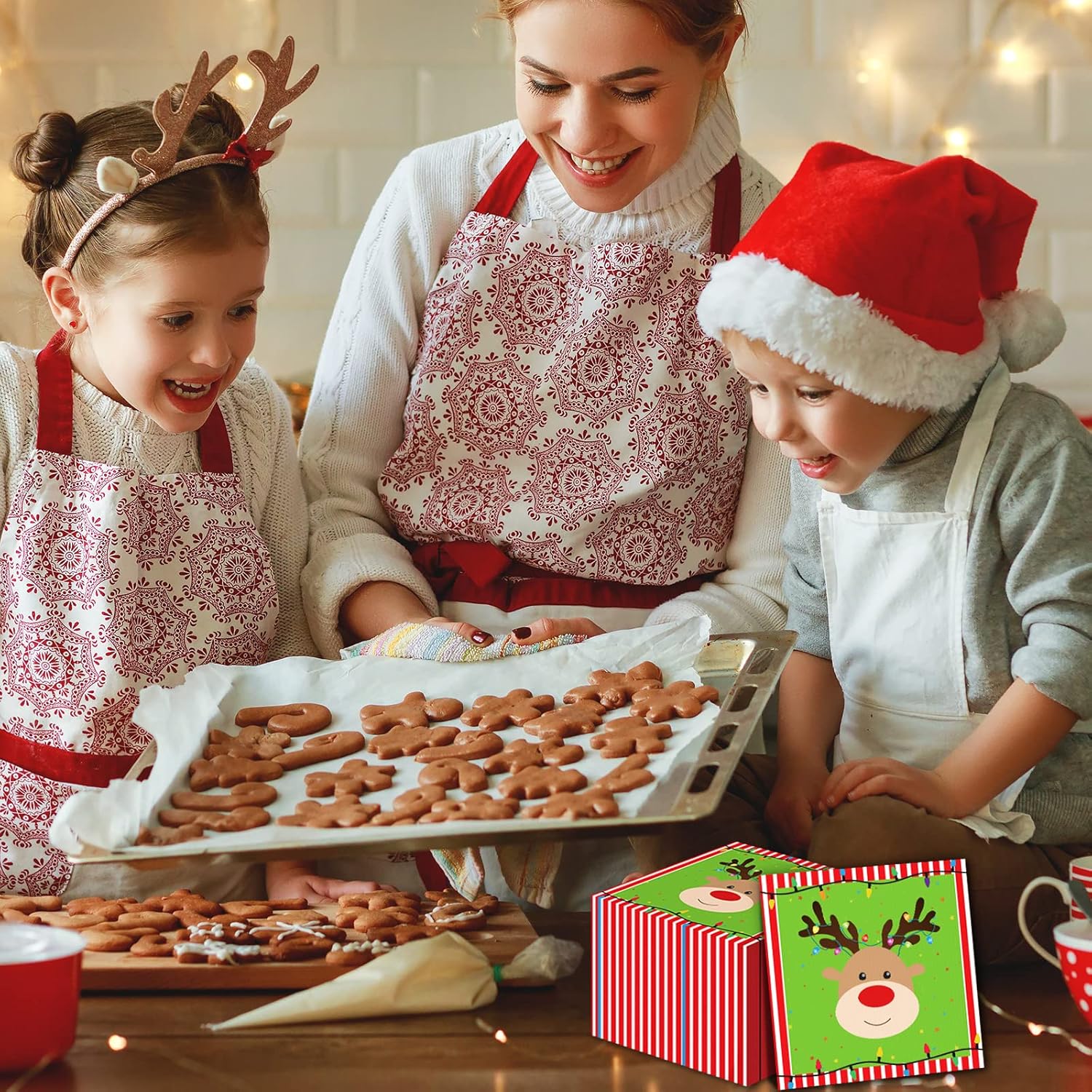 Servilletas de renos de Navidad para suministros de fiesta de Feliz Navidad, servilletas de papel desechables para invitados, servilletas de
