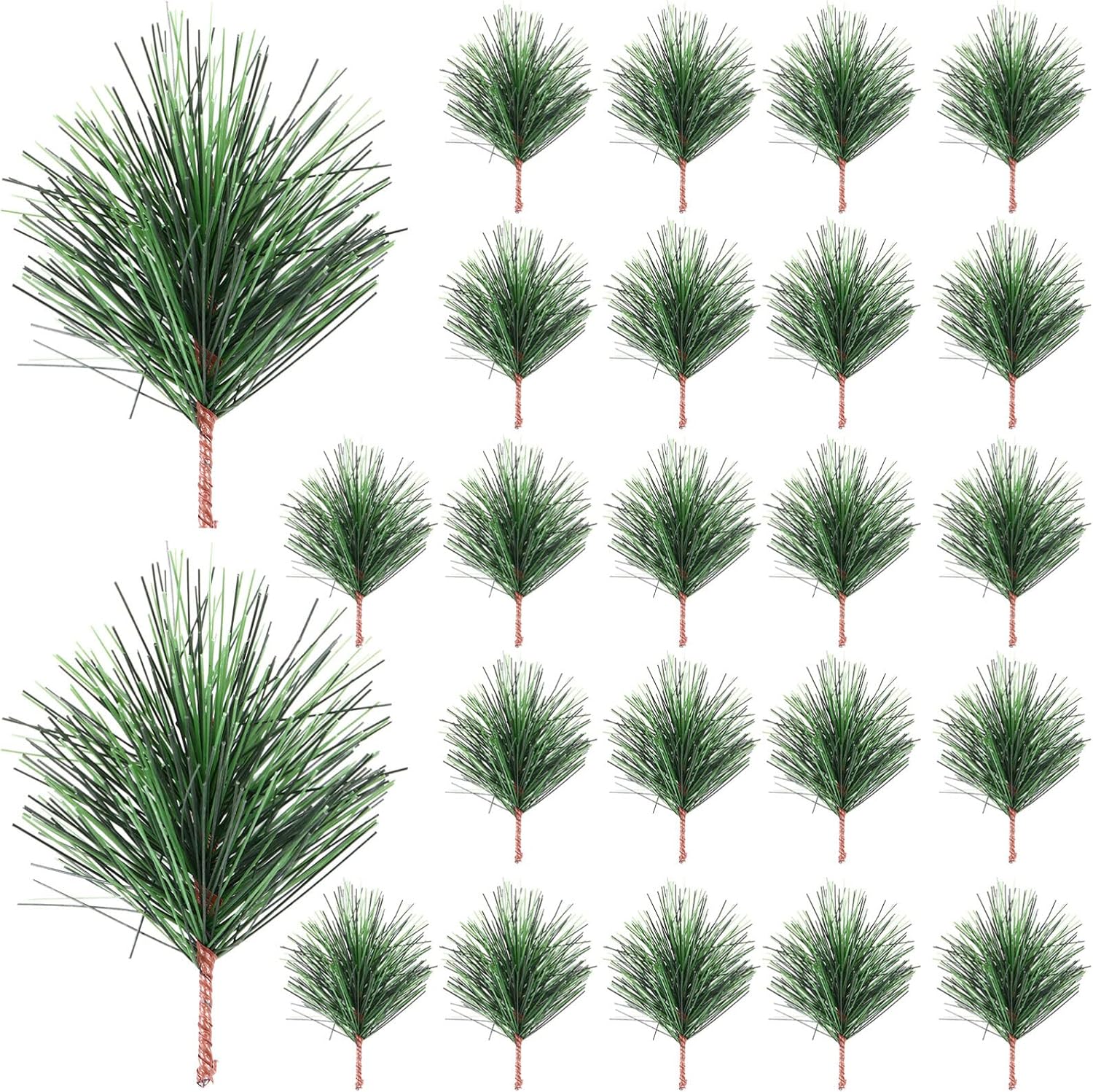 Ciieeo 24 piezas de agujas de pino artificiales, ramas de Navidad, picas de pino de vegetación falsa, ramitas de ciprés para manualidades,