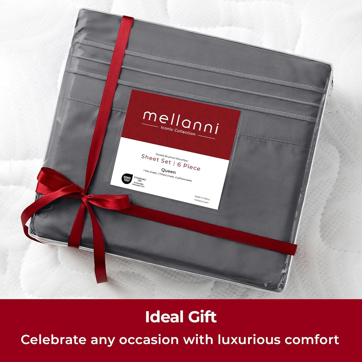 Mellanni Sábanas para cama de tamaño Queen, 6 piezas de la colección icónica de sábanas y fundas de almohada, lujosas, suaves y refrescantes,