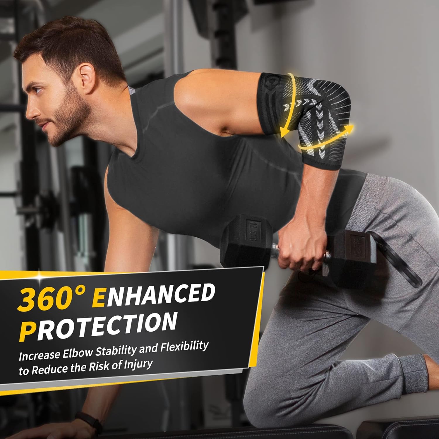 CAMBIVO Paquete de 2 coderas de tenis para tendinitis y codo de tenis, codo de golfista, mangas de compresión de brazo para mujeres y hombres, manga
