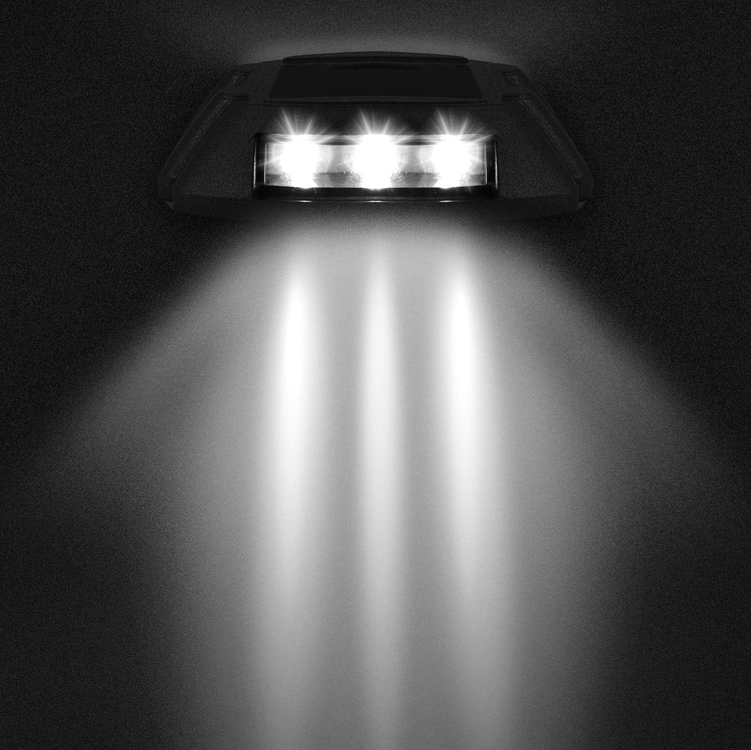 JIGUOOR Luces solares para cubierta, luces LED para entrada, luz solar para muelle para exteriores, IP68, marcadores de carretera impermeables para