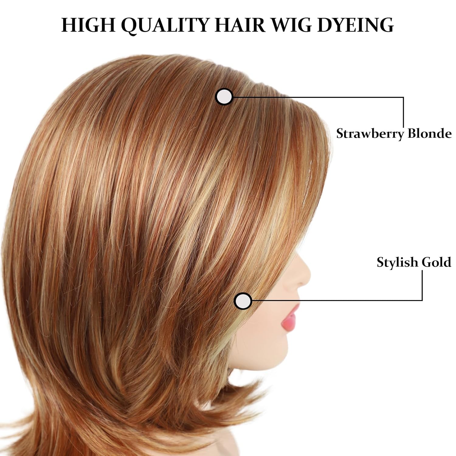 Beimer Pelucas cortas rubias Pixie Bob para mujeres blancas, peluca rubia fresa en capas, peluca recta hasta el hombro, peluca de repuesto de