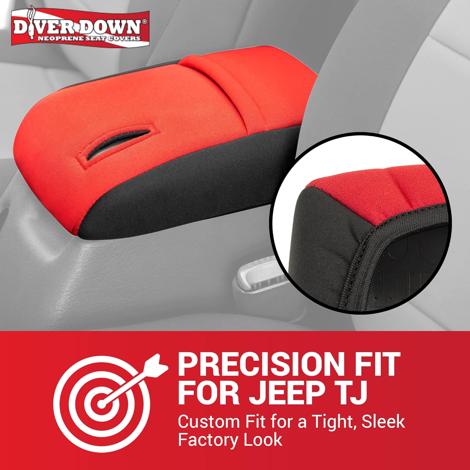 Diver Down Funda de neopreno para consola central  Se adapta a Jeep 1997-2006 TJ Wrangler  Funda acolchada para reposabrazos  No te quema el codo