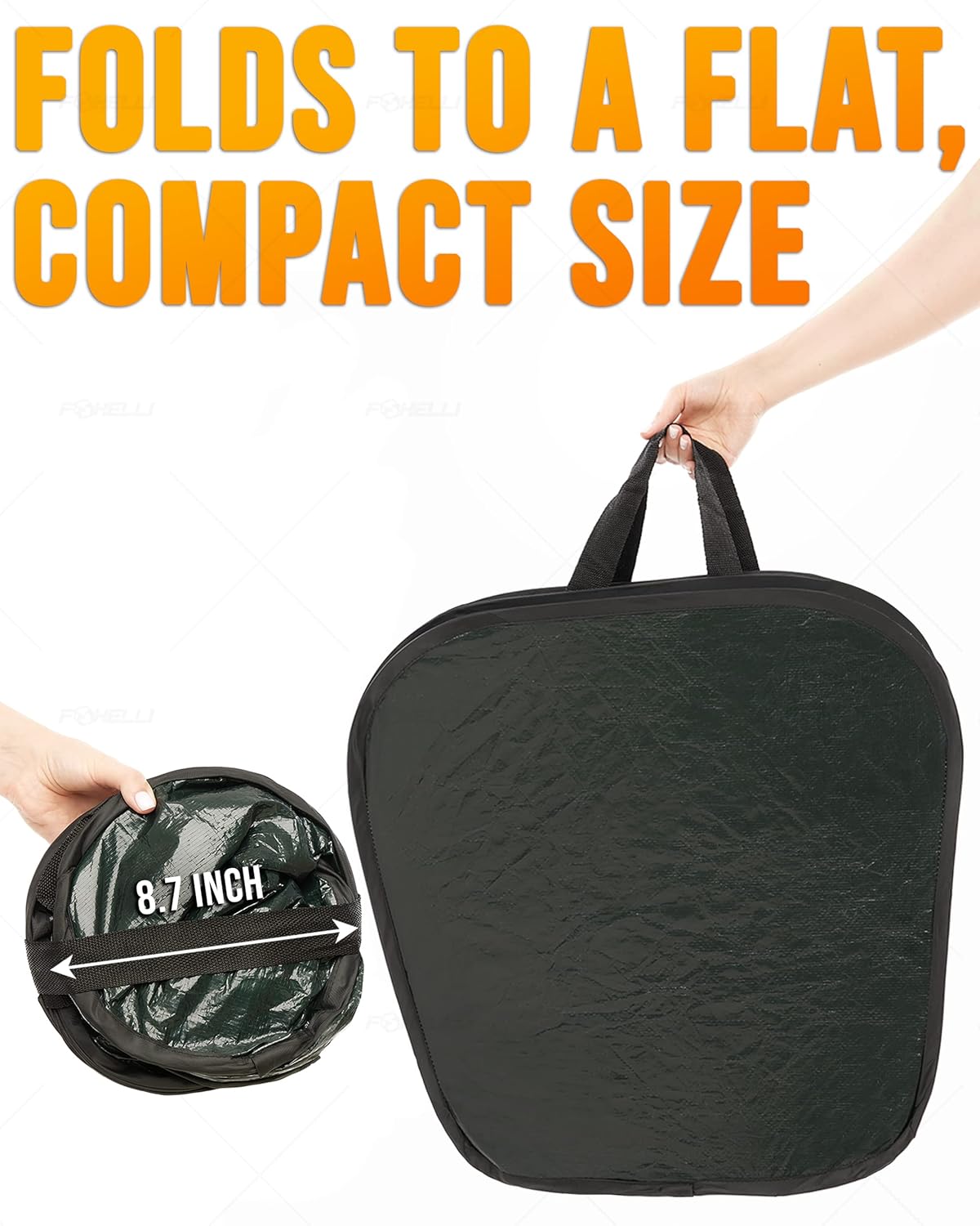 Foxelli Bote de basura plegable  Bote de basura desplegable de 46 galones para camping, patio, jardín, césped y bolsa de basura de hojas, papelera