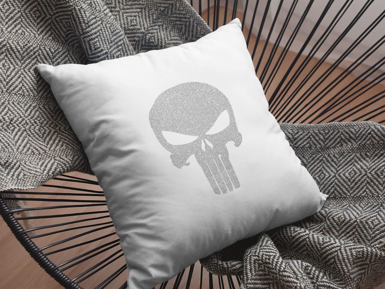 Evil Skull Punisher Vinyl Iron On Decal, HTV Graphic Patch, Ready To Apply Transfer Sticker, DIY Shirts Crafts Decor, Pick Size Color, Iron-On