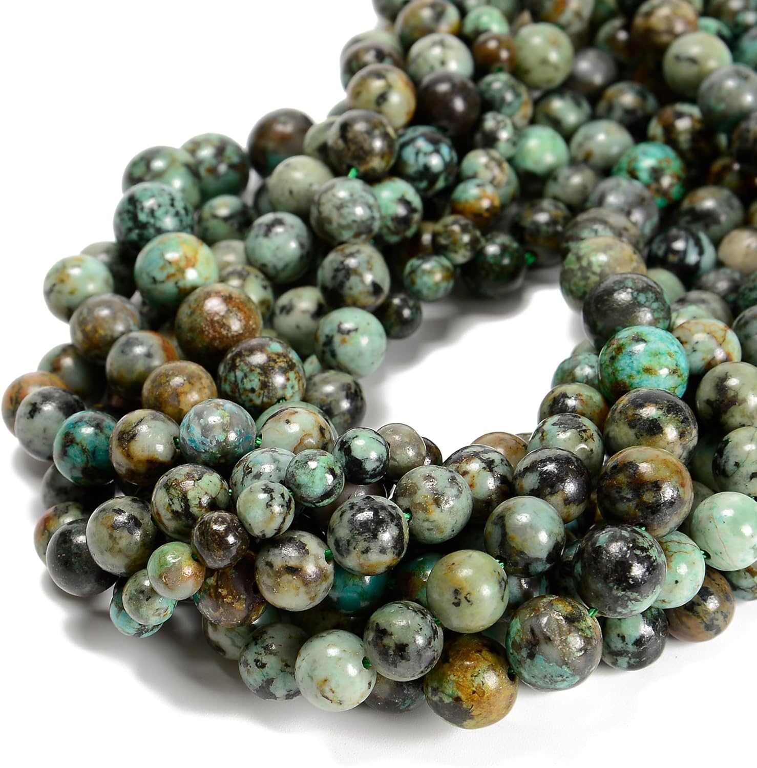 65 cuentas de turquesa africana de 0.236 pulgadas, piedra natural, piedras preciosas redondas auténticas para hacer pulseras de bricolaje, joyas,