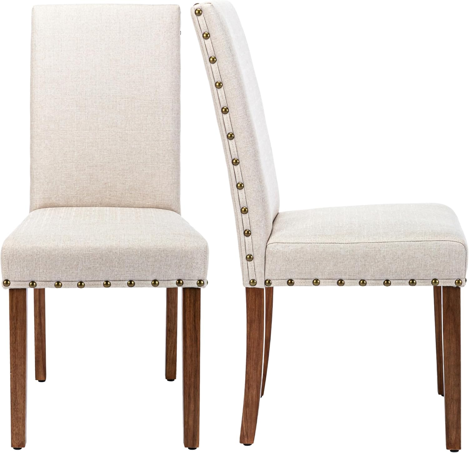 Parsons – Juego de sillas de comedor para cocina, moderno, tapizado, elegante, respaldo alto con ribete de cabeza de clavo de bronce