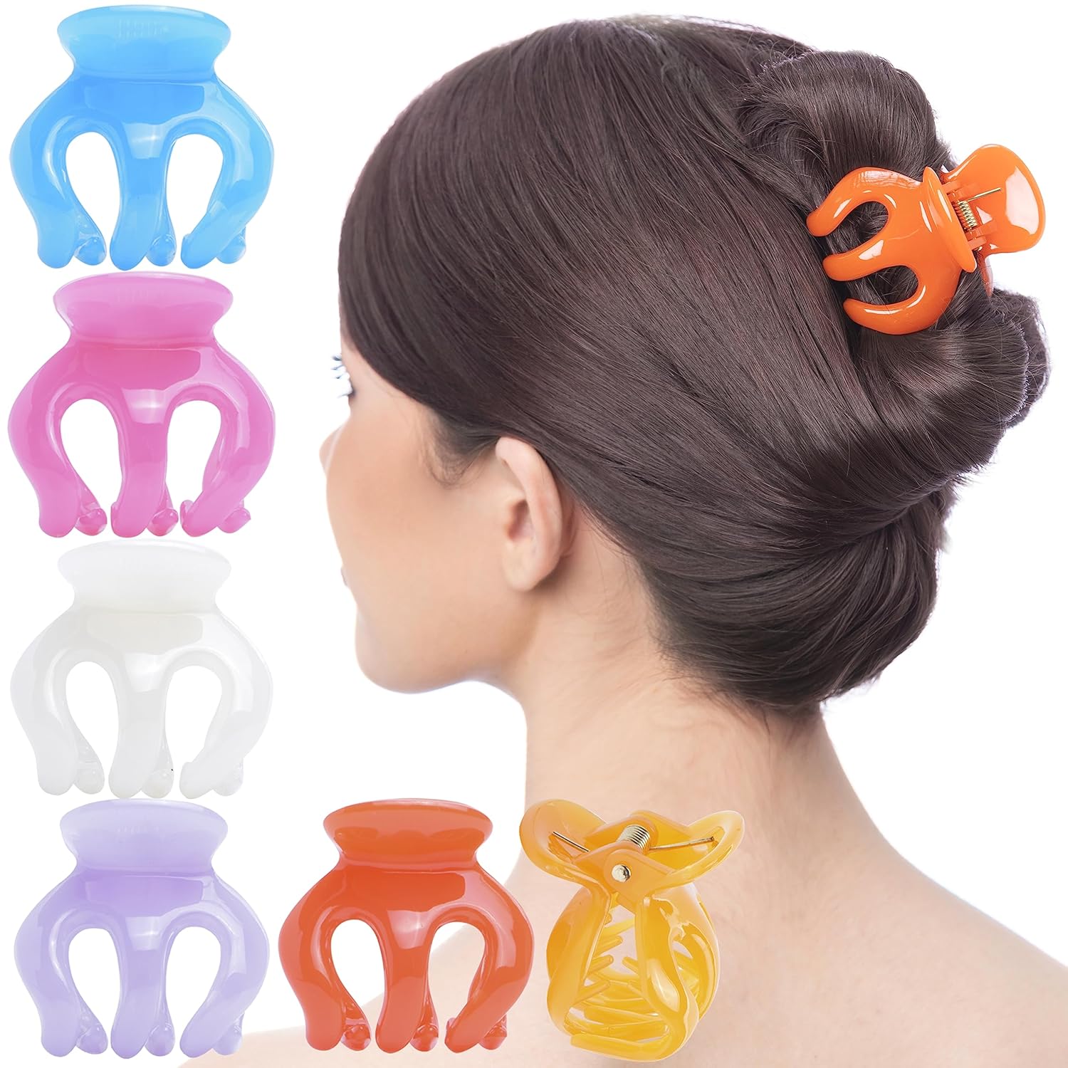 RC ROCHE ORNAMENT 6 piezas de pelo de calabaza para mujer, seguro y antideslizante, pinzas de plástico fuerte, duradero, cómodo, accesorio de
