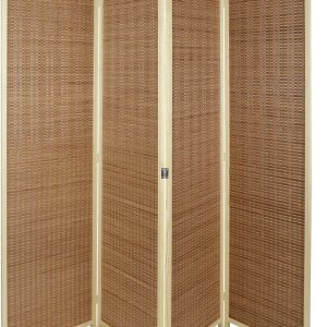 ECOMEX Divisor de habitación de 4 paneles, pantallas de privacidad plegables, divisor de bambú independiente, divisor de partición para separación ECOMEX Divisor de habitación de 4 paneles, pantallas de privacidad plegables, divisor de bambú independiente, divisor de partición para separación