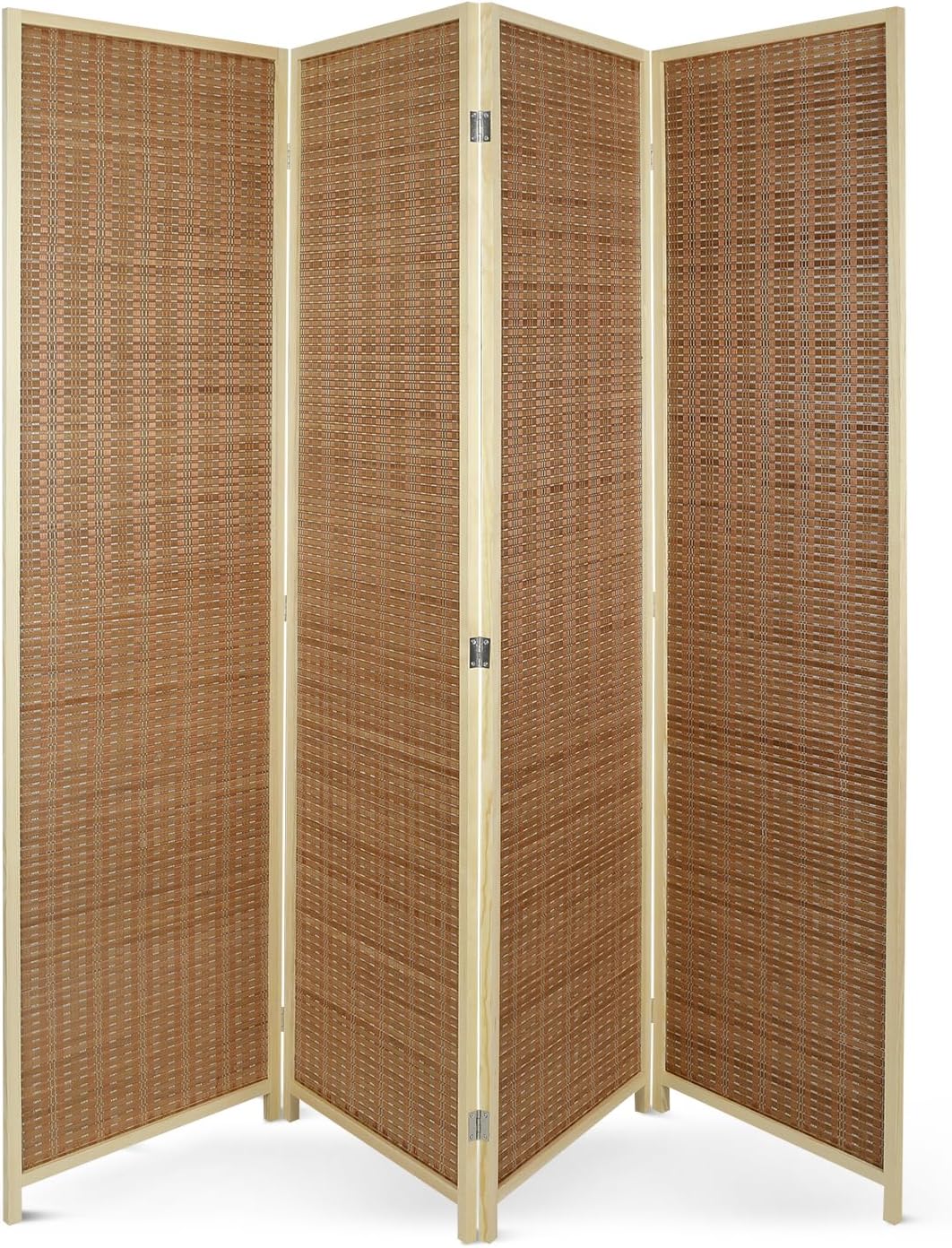 ECOMEX Divisor de habitación de 4 paneles, pantallas de privacidad plegables, divisor de bambú independiente, divisor de partición para separación