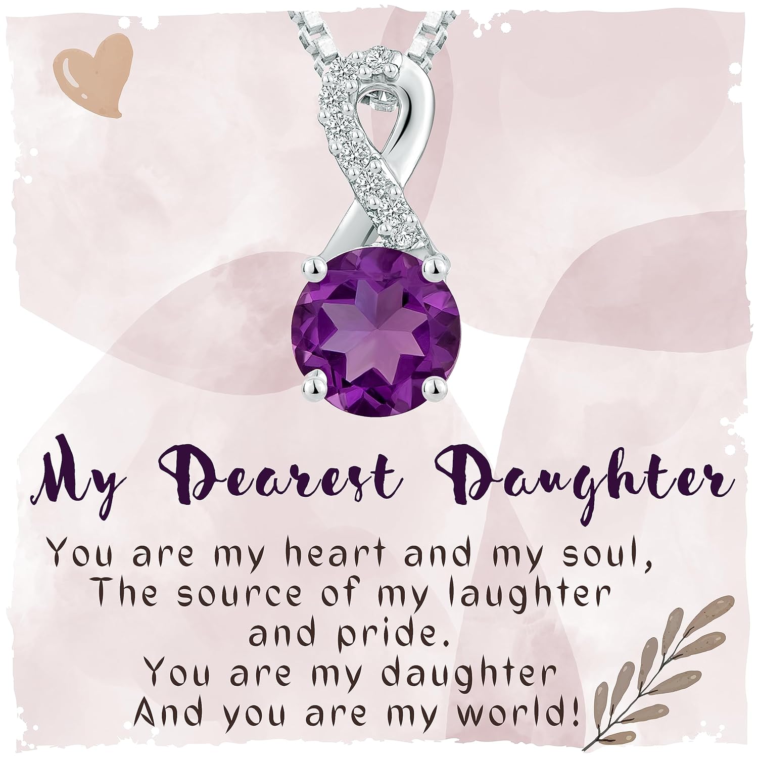 Infinity Purple Amethyst Necklace For Women, Jewelry Gift for Christmas, Mother Daughter Necklace, February Birthstone Pendant, 925 Sterling Silver