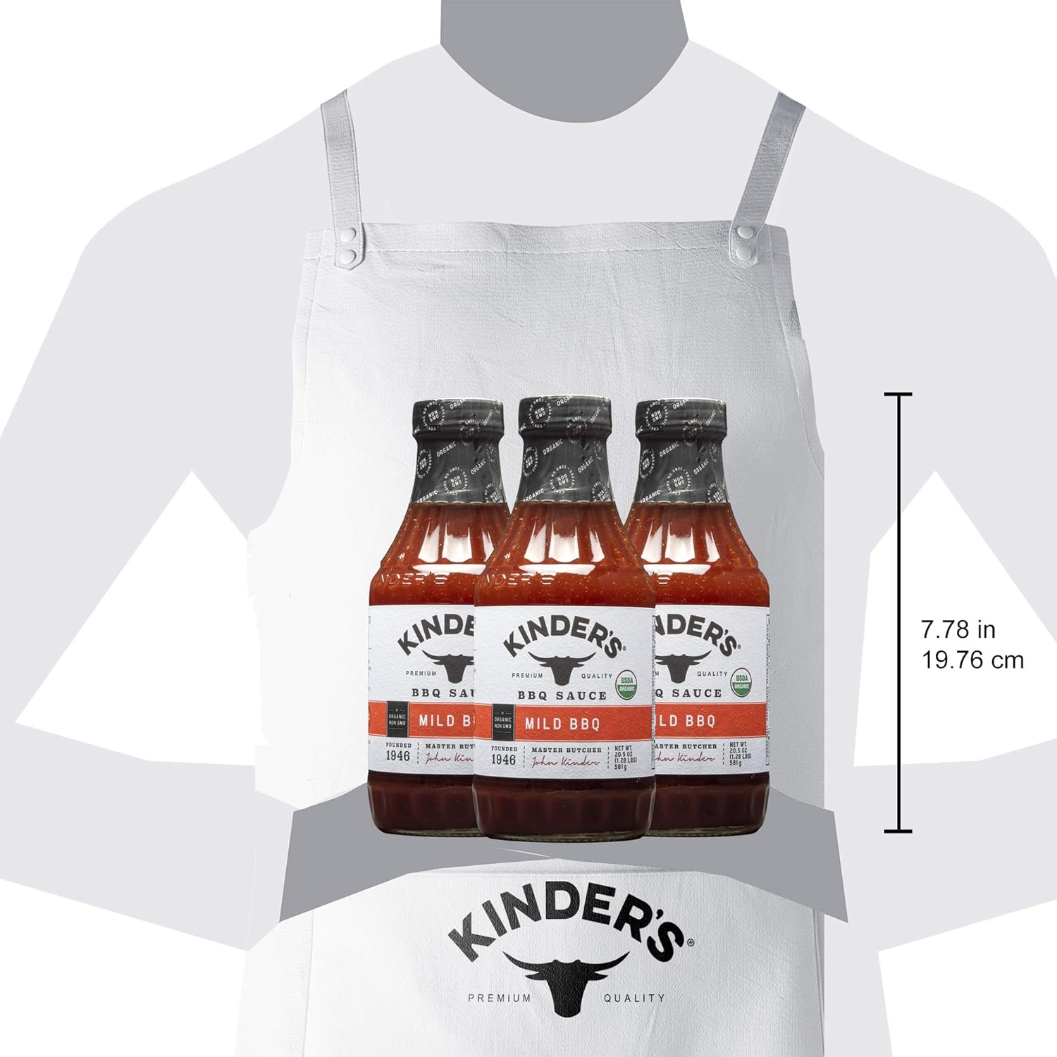 KINDER’S Organic Mild BBQ Sauce, 20.5 Oz, 3-Pack