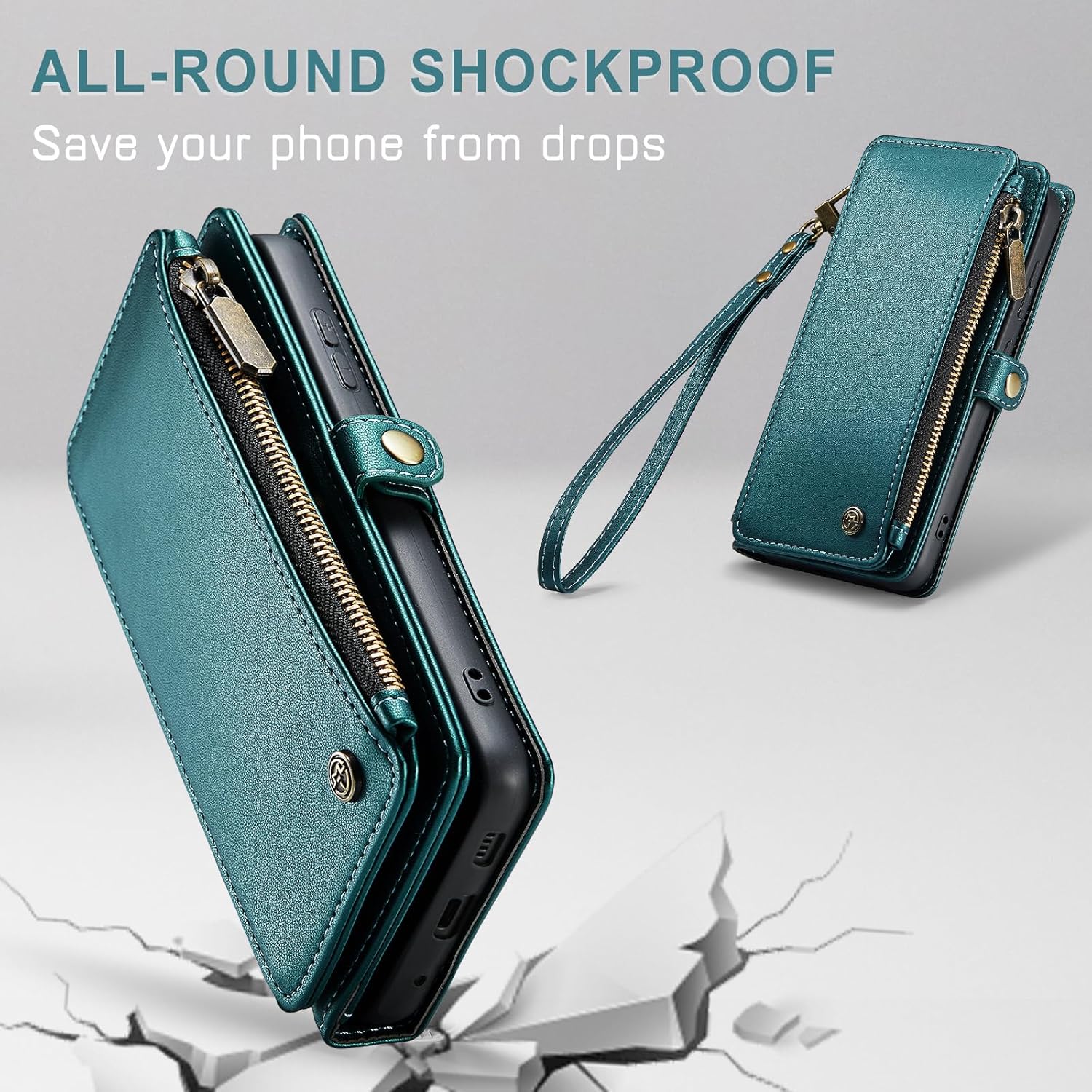 Defencase Funda para teléfono Moto G Power 2022, con bloqueo RFID, para Motorola Moto G Power 2022, para mujeres y hombres, correa de cuero a la