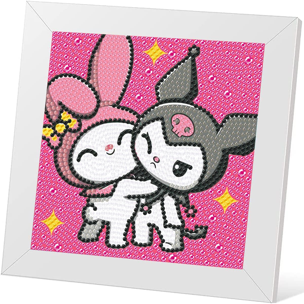 KYOQFVN Kits de pintura artística de diamantes para niños con marco de madera, kits de arte de diamantes 5D para principiantes, arte de gemas
