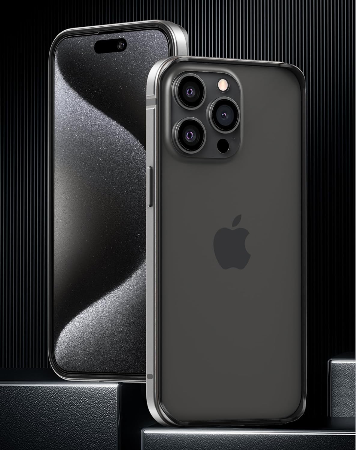 Funda delgada de metal para iPhone 15 Pro de 6.1 pulgadas, interior de TPU suave + parachoques chapado en metal, compatible con carga inalámbrica,