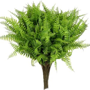 Grand Verde Boston Ferns Plantas artificiales, vegetación sintética, arbustos de plástico al tacto, decoración de bricolaje para patio al aire Grand Verde Boston Ferns Plantas artificiales, vegetación sintética, arbustos de plástico al tacto, decoración de bricolaje para patio al aire