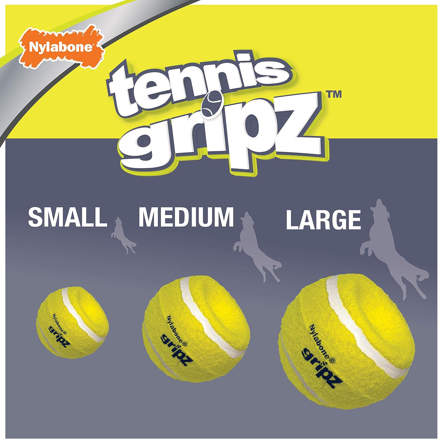 Nylabone Power Play – Pelota de tenis para perros Gripz (3 unidades)