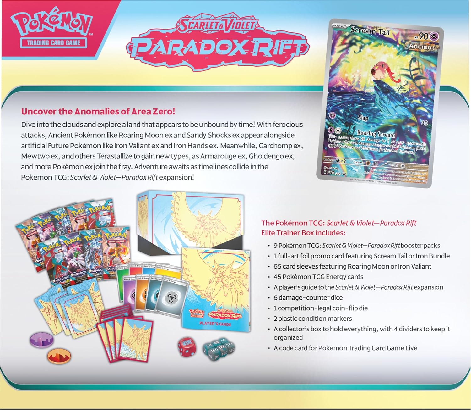 POKEMON TCG Scarlet and Violet Paradox RIFT Elite Trainer Box – Roaring Moon