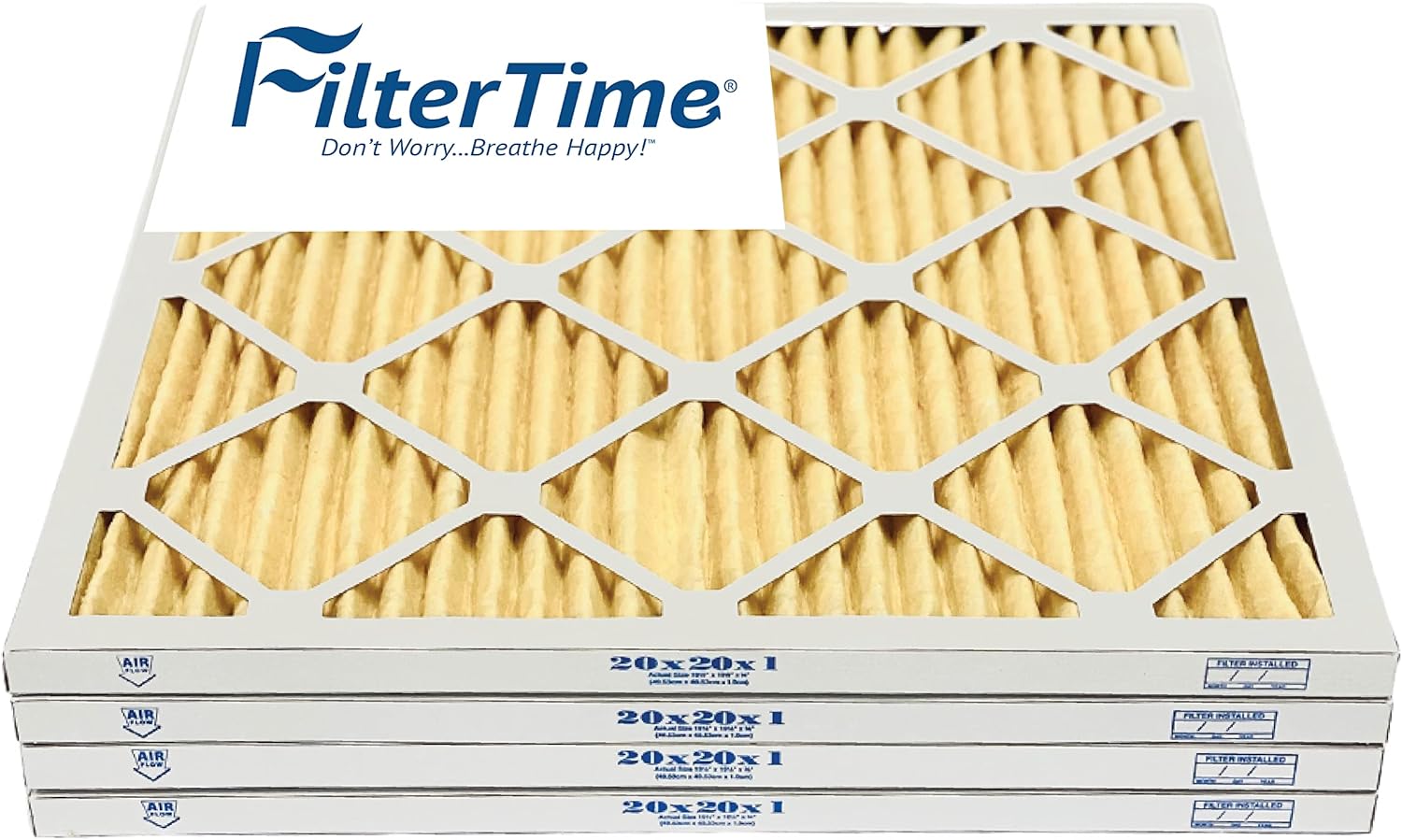 Filtro de aire para caldera de aire acondicionado, MERV 11, 20 x 20 x 1 pulgadas, paquete de 4 (dimensiones exactas 19.5 x 19.5 x 0.75), filtro de