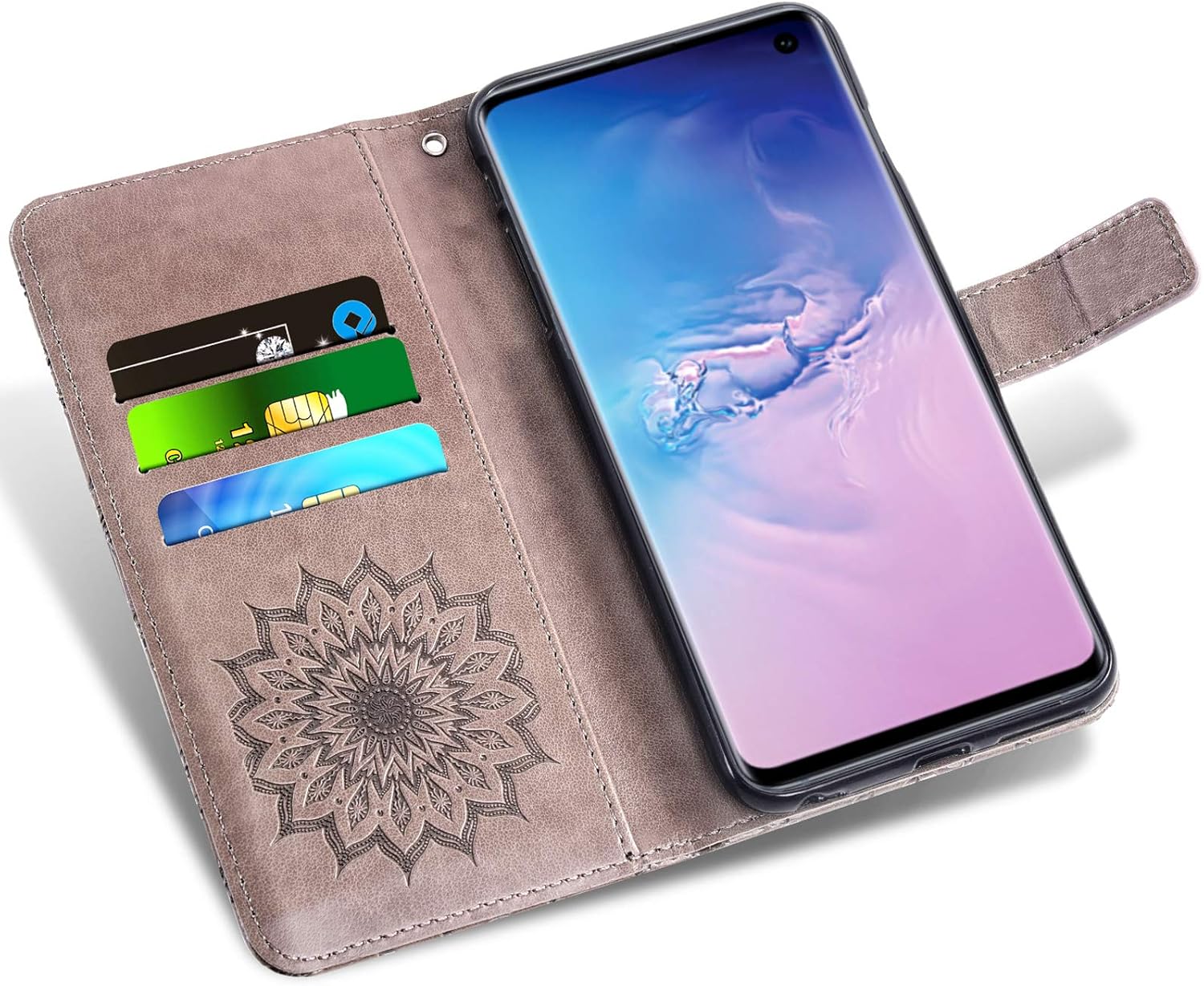 Asuwish Funda de teléfono para Samsung Galaxy S10 con protector de pantalla de vidrio templado, funda magnética de cuero, soporte para tarjetas,