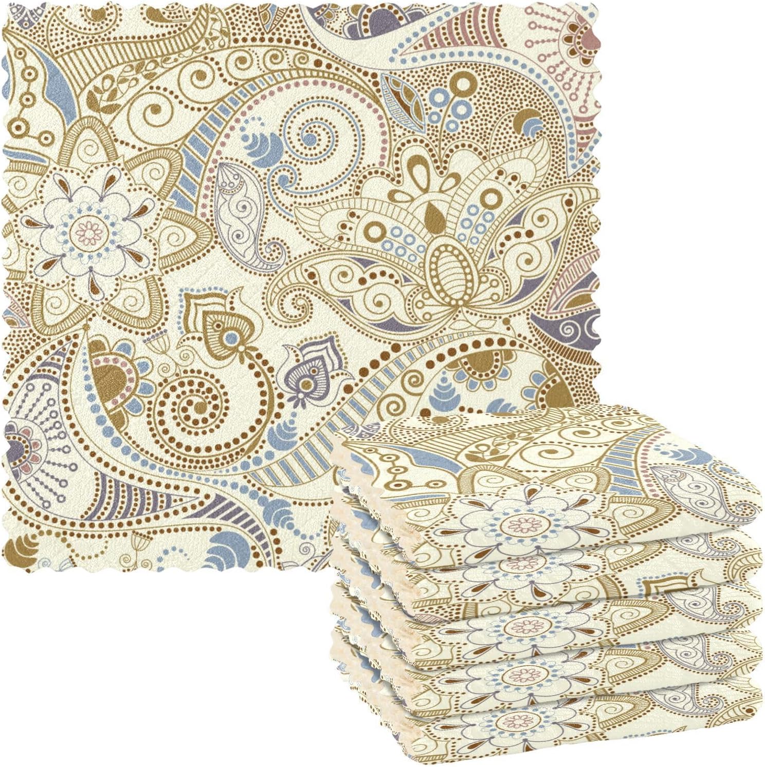 Light Floral Contemporary 6 Pack Absorbent Kitchen Microfiber Towels Decorative Cotton Car Drying Towels for Countertop Oven