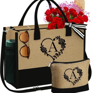 YOOLIFE Bolsa de yute para la playa con cremallera, artículos esenciales de viaje para mujeres, amigas, mujeres, cumpleaños, damas de honor, regalos YOOLIFE Bolsa de yute para la playa con cremallera, artículos esenciales de viaje para mujeres, amigas, mujeres, cumpleaños, damas de honor, regalos