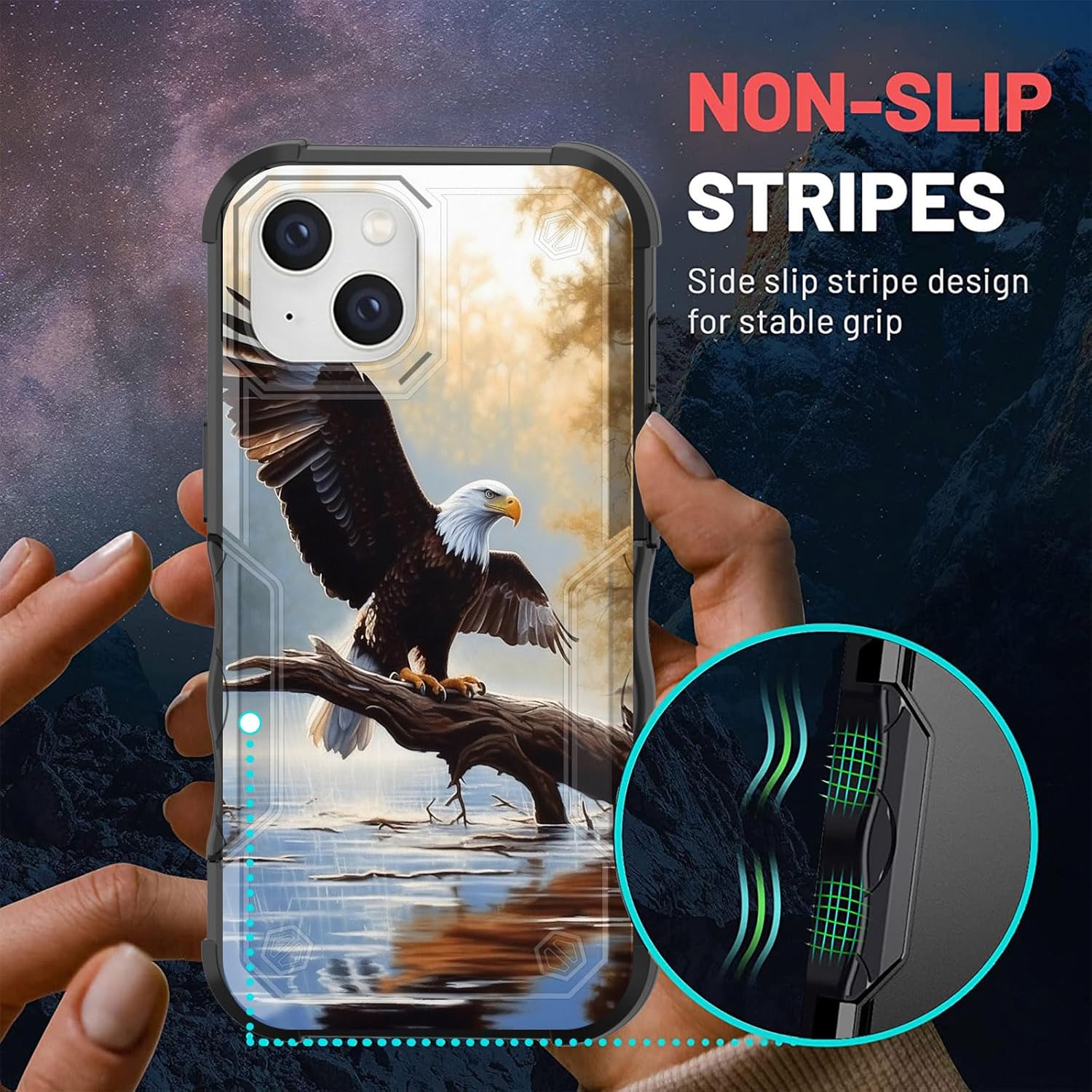 Funda para iPhone 15 Plus, doble capa, protección contra caídas de grado militar de 10 pies, antideslizante, resistente a prueba de golpes, para